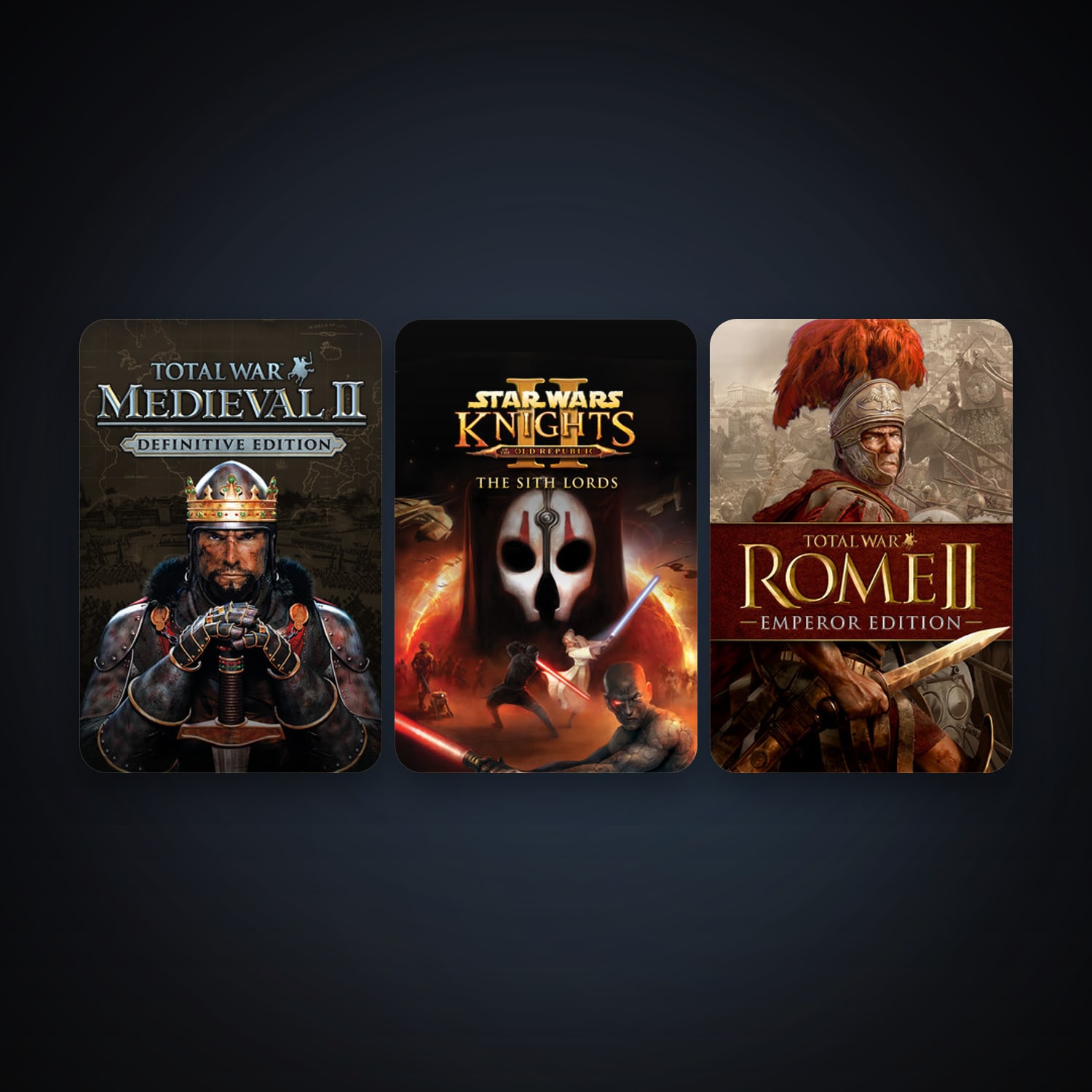 Medieval II: Total War + STAR WARS Knights of the Old Republic II - The Sith Lords, 5 games, clean — HabibiAccounts