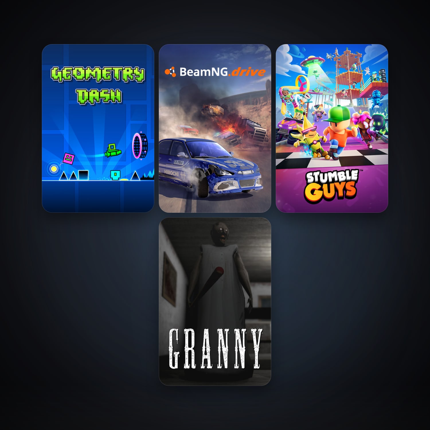 BeamNG.drive + Geometry Dash, 9 games, clean — HabibiAccounts