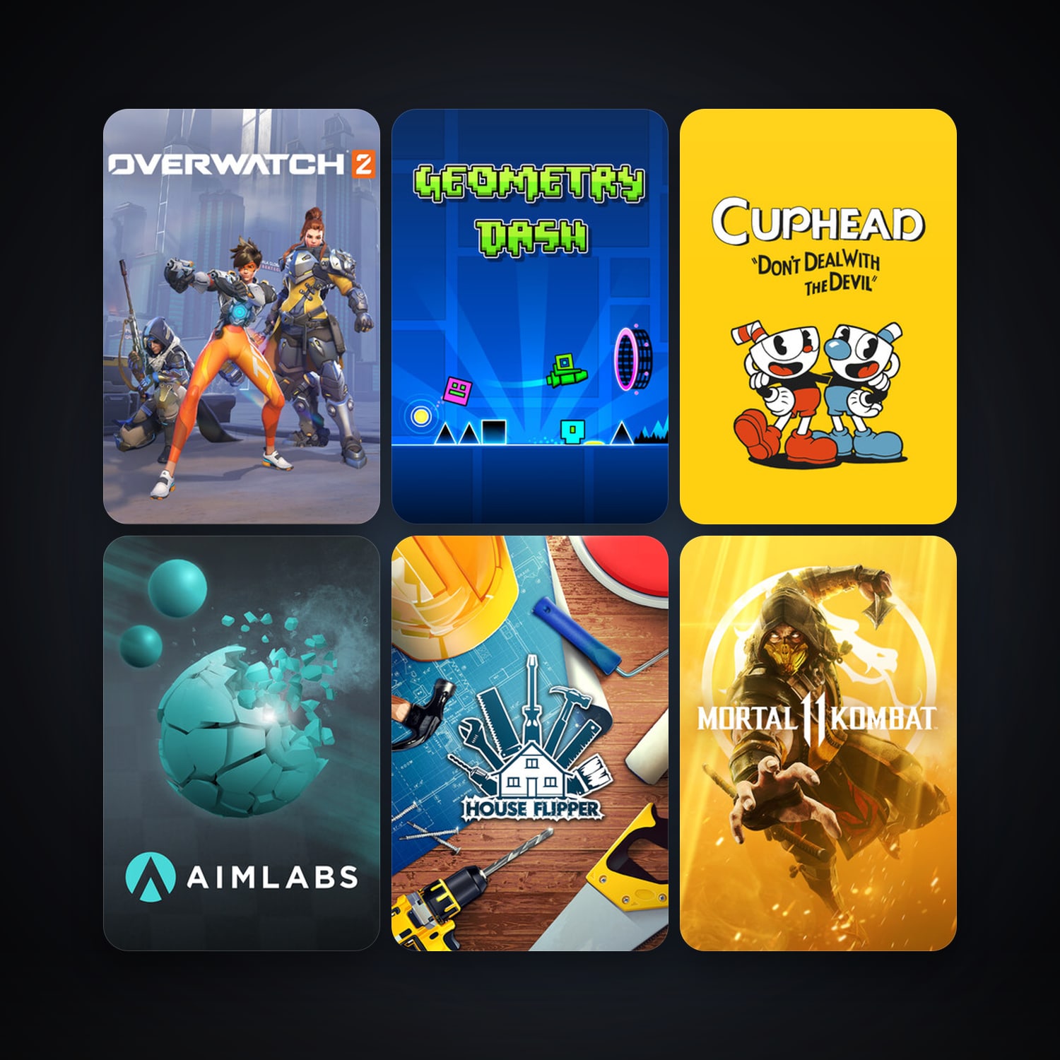 Cuphead + Geometry Dash, 12 games, clean — HabibiAccounts