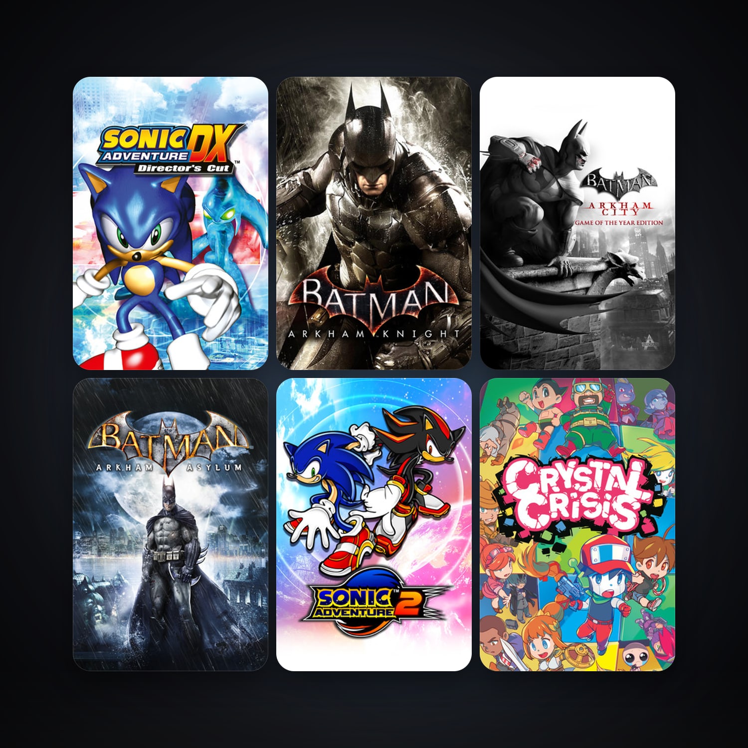 Batman: Arkham Asylum Game of the Year Edition + Sonic Adventure DX, 7 games, clean — HabibiAccounts