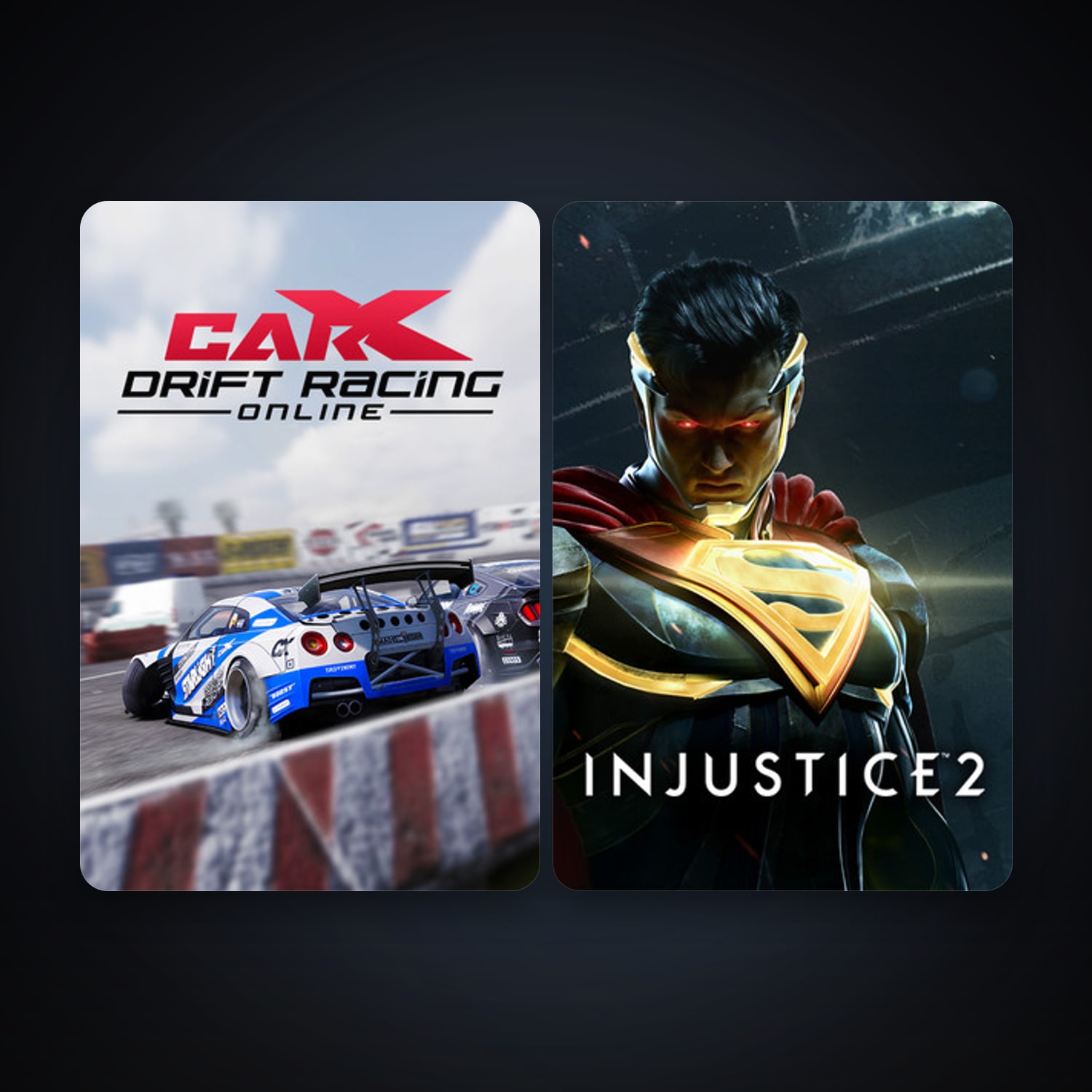 Injustice 2 + CarX Drift Racing Online, 6 games, clean — HabibiAccounts