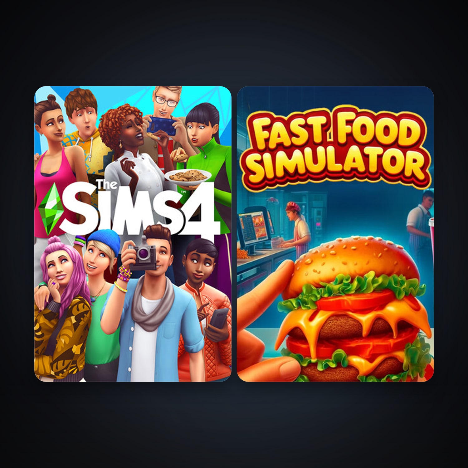 The Sims 4 + Fast Food Simulator, 2 games, clean — HabibiAccounts