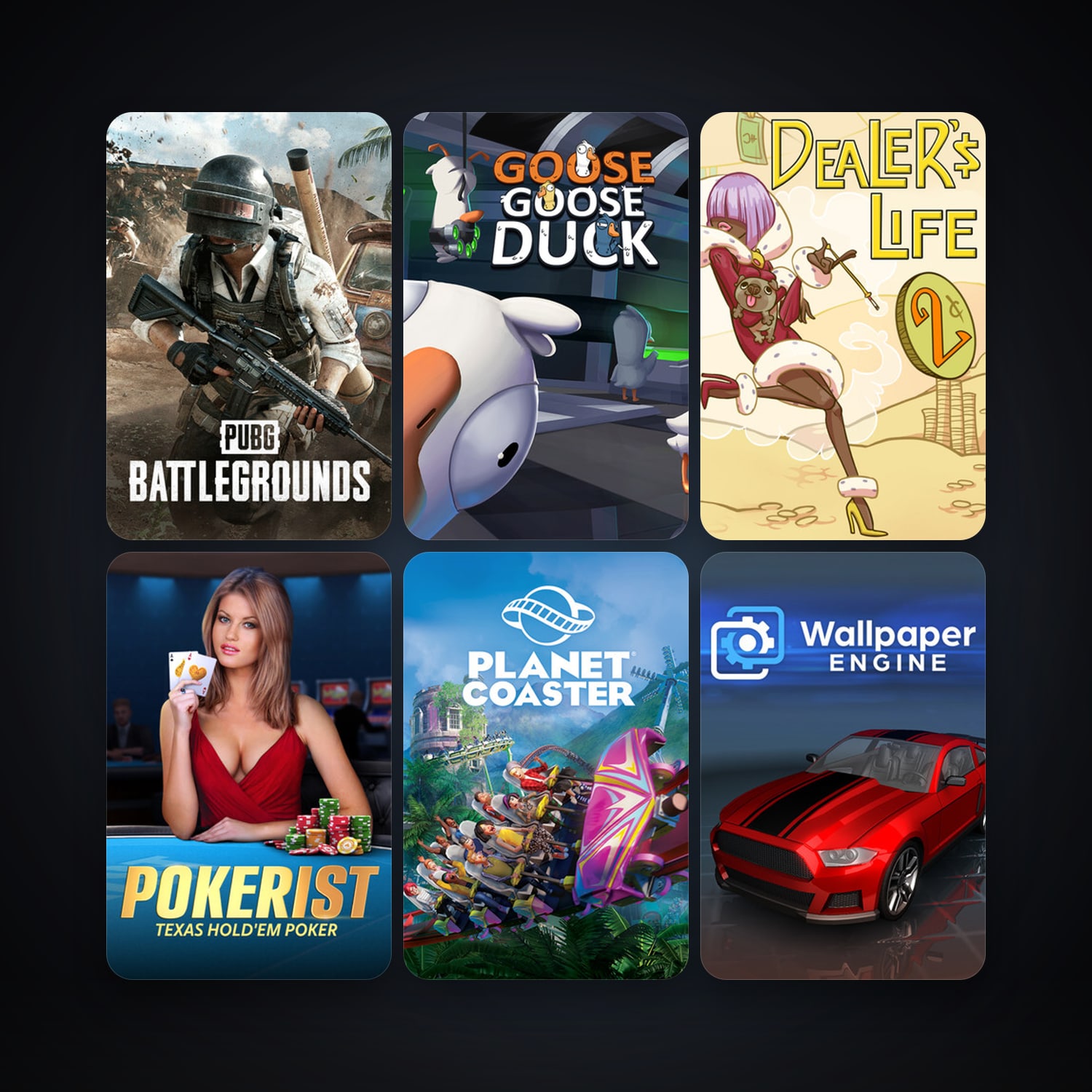 Wallpaper Engine + Planet Coaster, 8 games, clean — HabibiAccounts