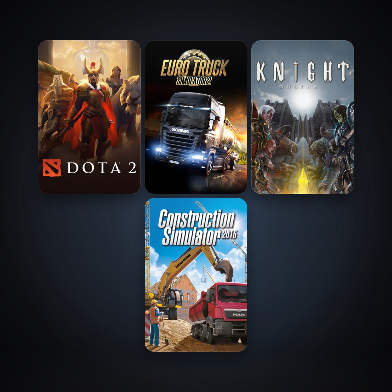 Dota 2 + Euro Truck Simulator 2, 4 games, clean — HabibiAccounts