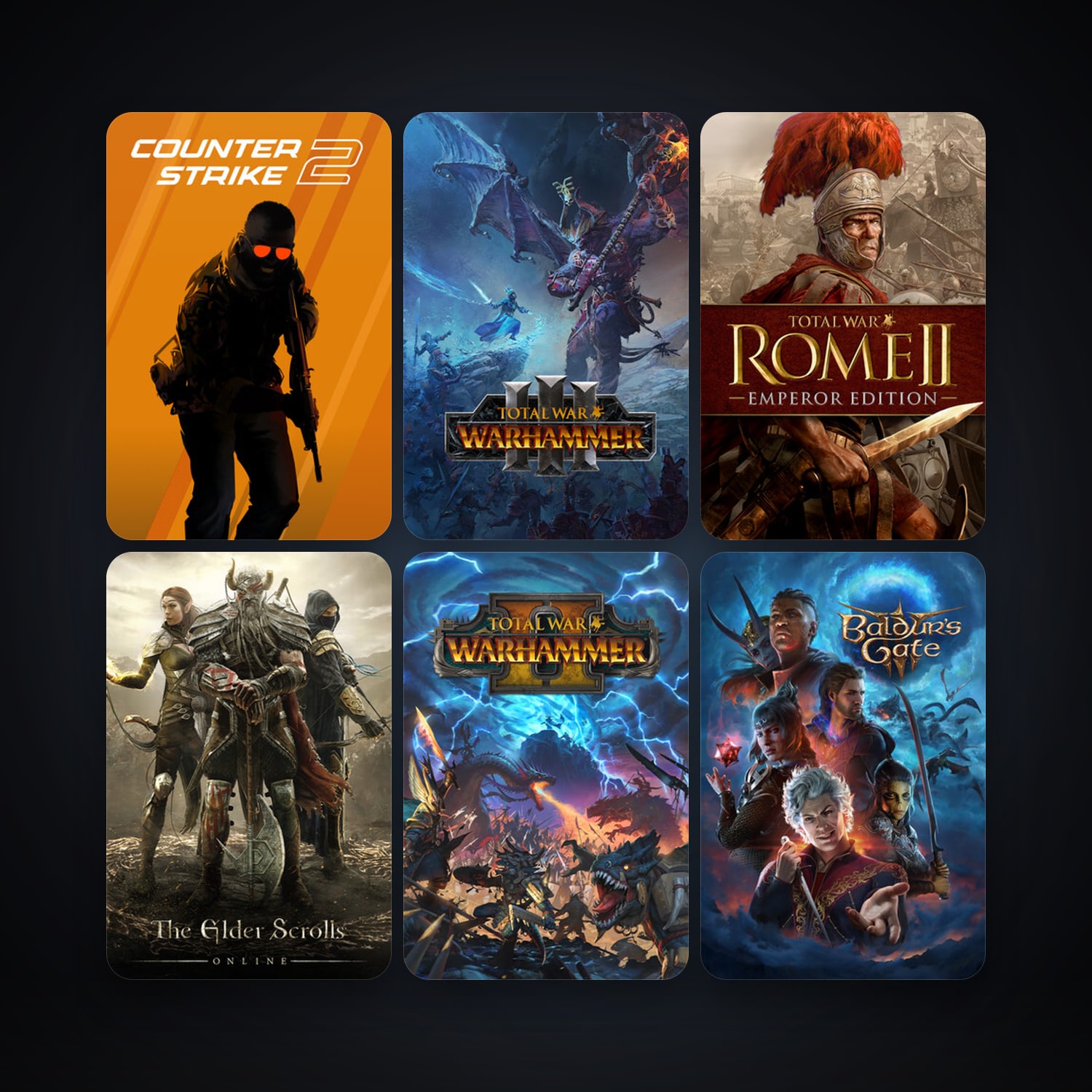 CS2 Prime + Total War: ROME II - Emperor Edition, 25 games, clean — HabibiAccounts