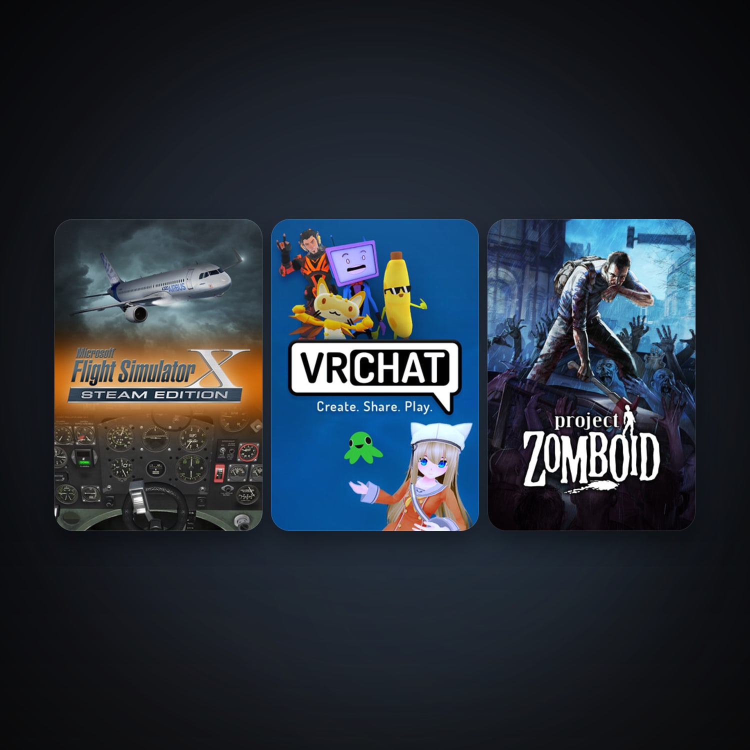 Project Zomboid + Microsoft Flight Simulator X: Steam Edition, 5 games, clean — HabibiAccounts