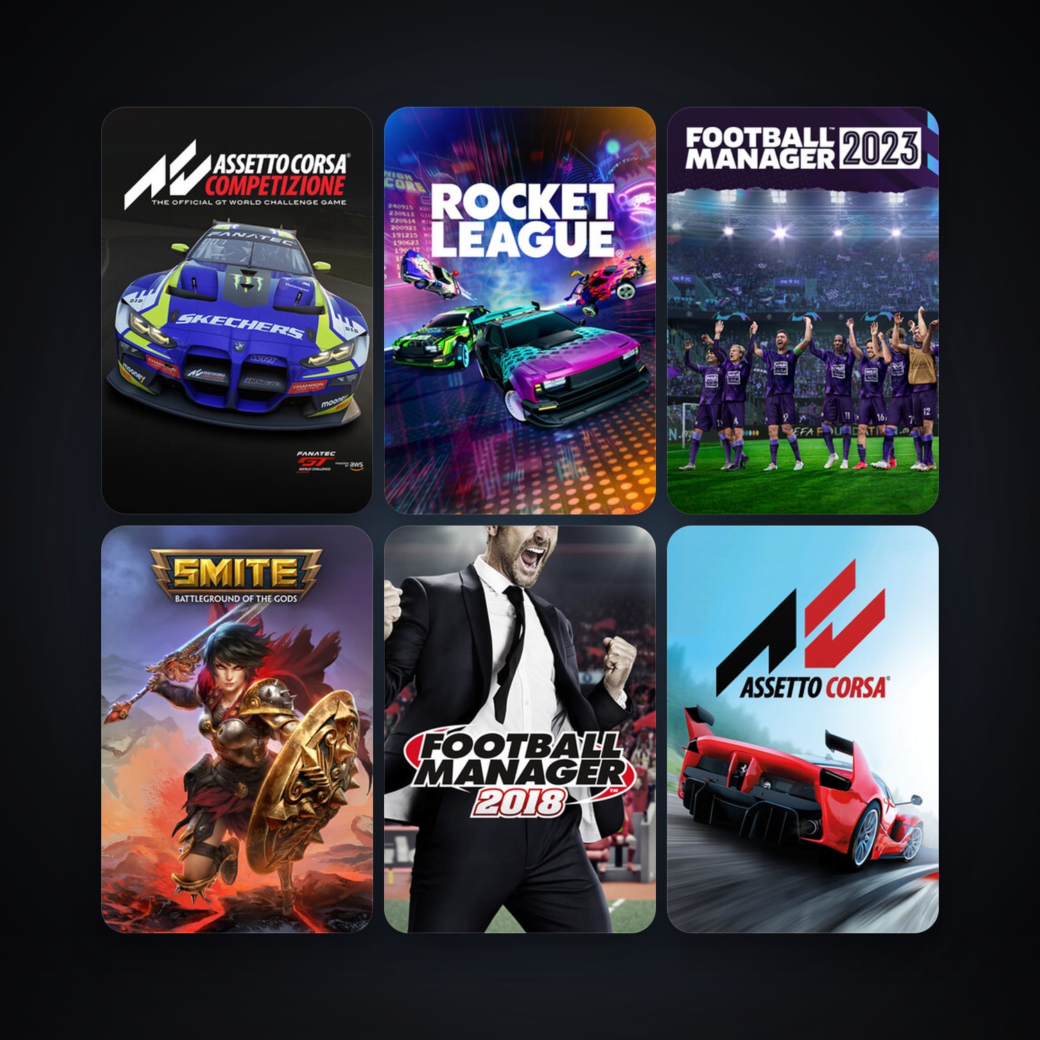 Assetto Corsa + Rocket League, 72 games, Steam 13, clean — HabibiAccounts