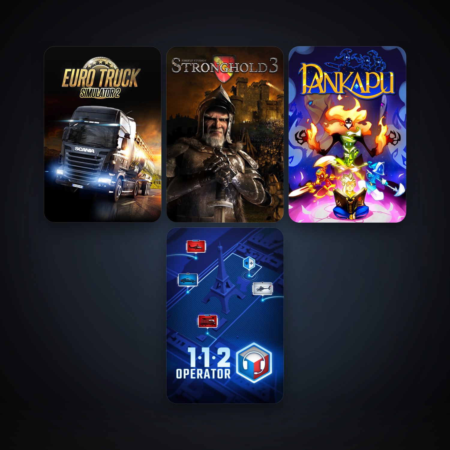 Stronghold 3 Gold + Euro Truck Simulator 2, 7 games, clean — HabibiAccounts