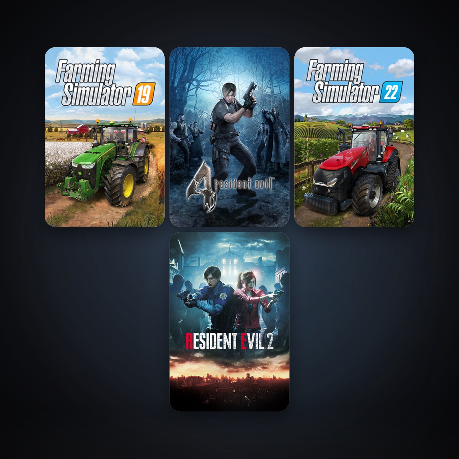 resident evil 4 (2005) + Farming Simulator 19, 7 games, clean — HabibiAccounts