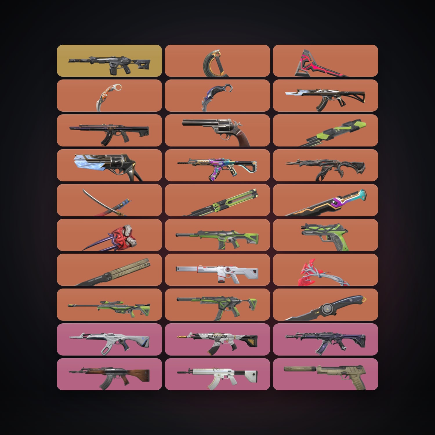 AP Gold 3 locker — 12 knives, 101 skins, lvl 196 · 262557432 — HabibiAccounts