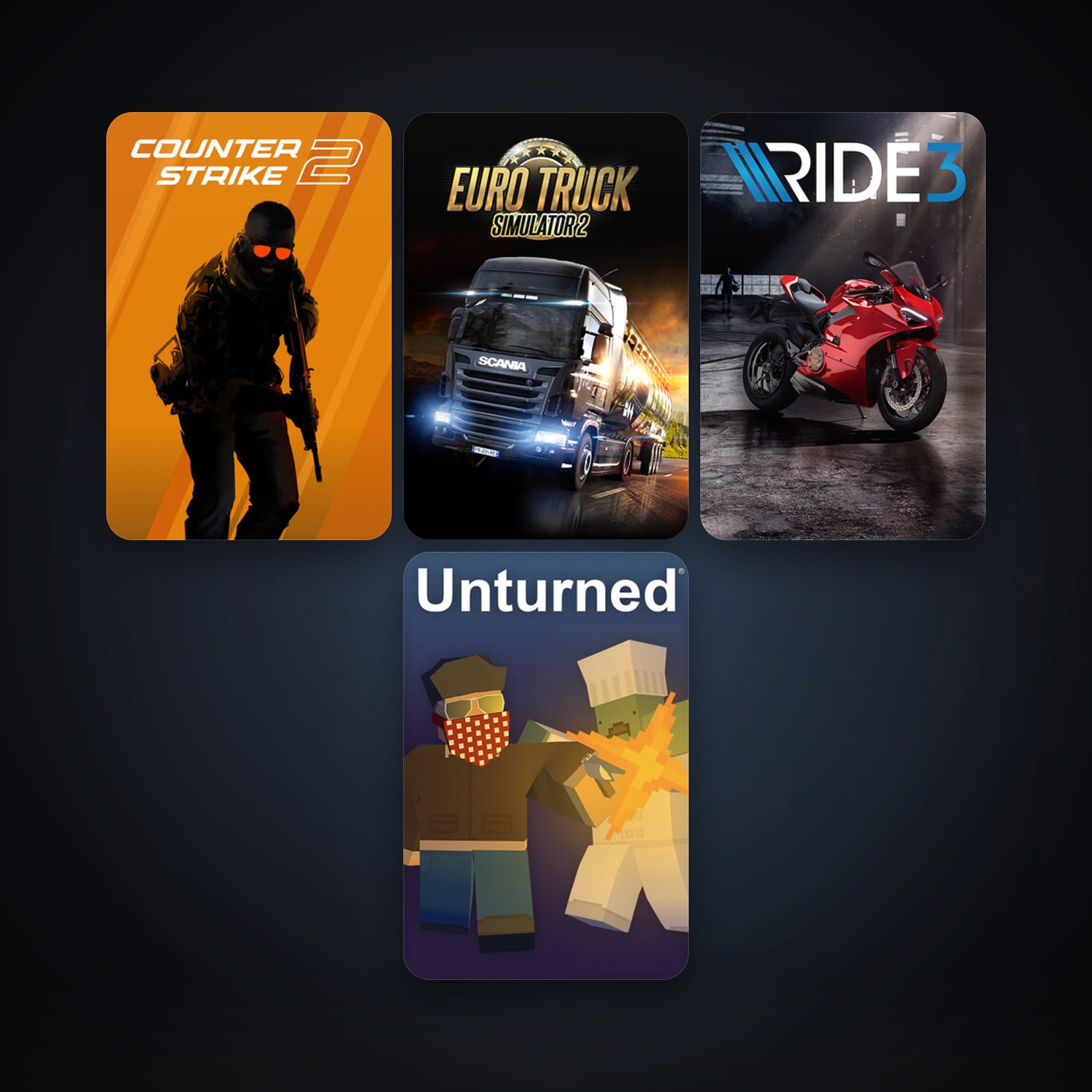 CS2 Prime + Euro Truck Simulator 2, 5 games, Steam 10, clean — HabibiAccounts