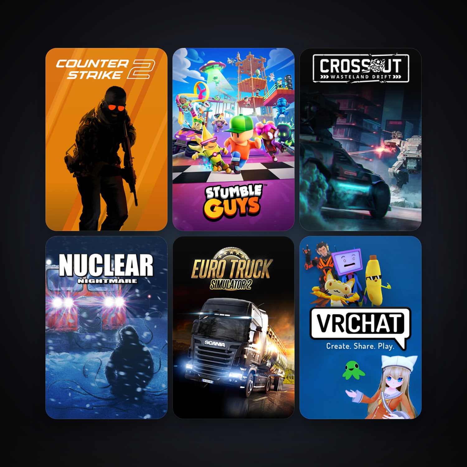 CS2 Prime + Euro Truck Simulator 2, 8 games, clean — HabibiAccounts