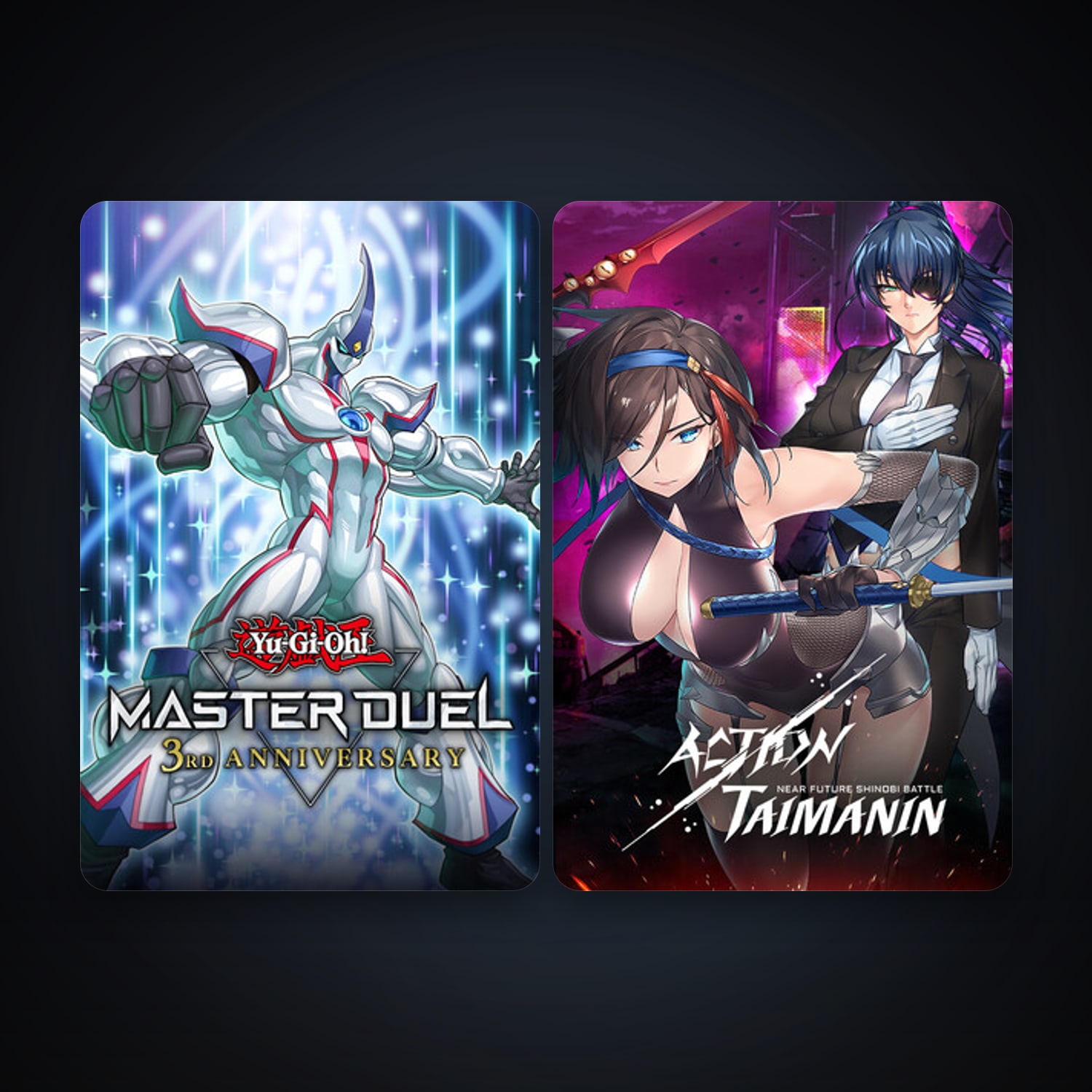 Action Taimanin + Yu-Gi-Oh! Master Duel, 3 games, clean — HabibiAccounts