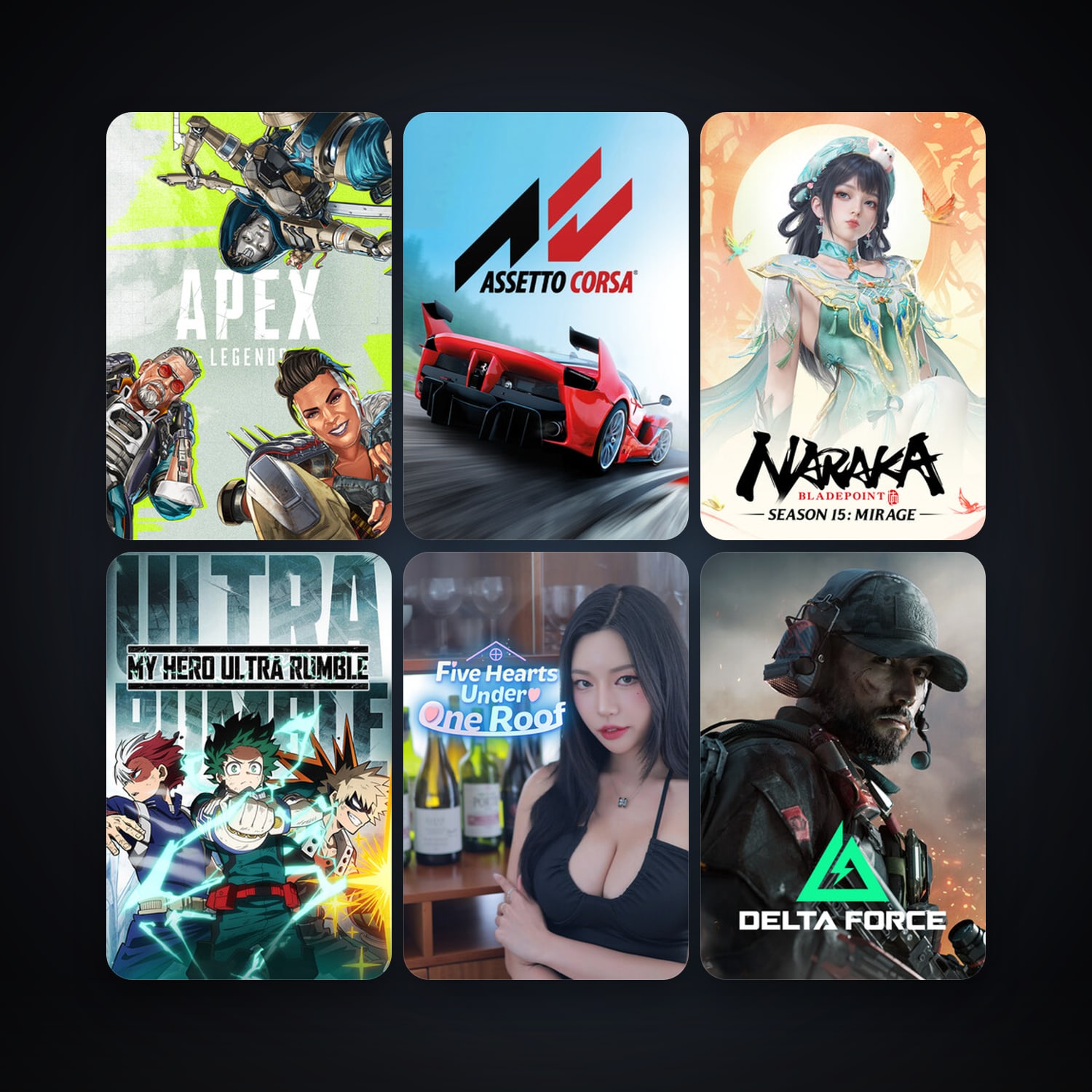 Assetto Corsa + Apex Legends, 16 games, clean — HabibiAccounts