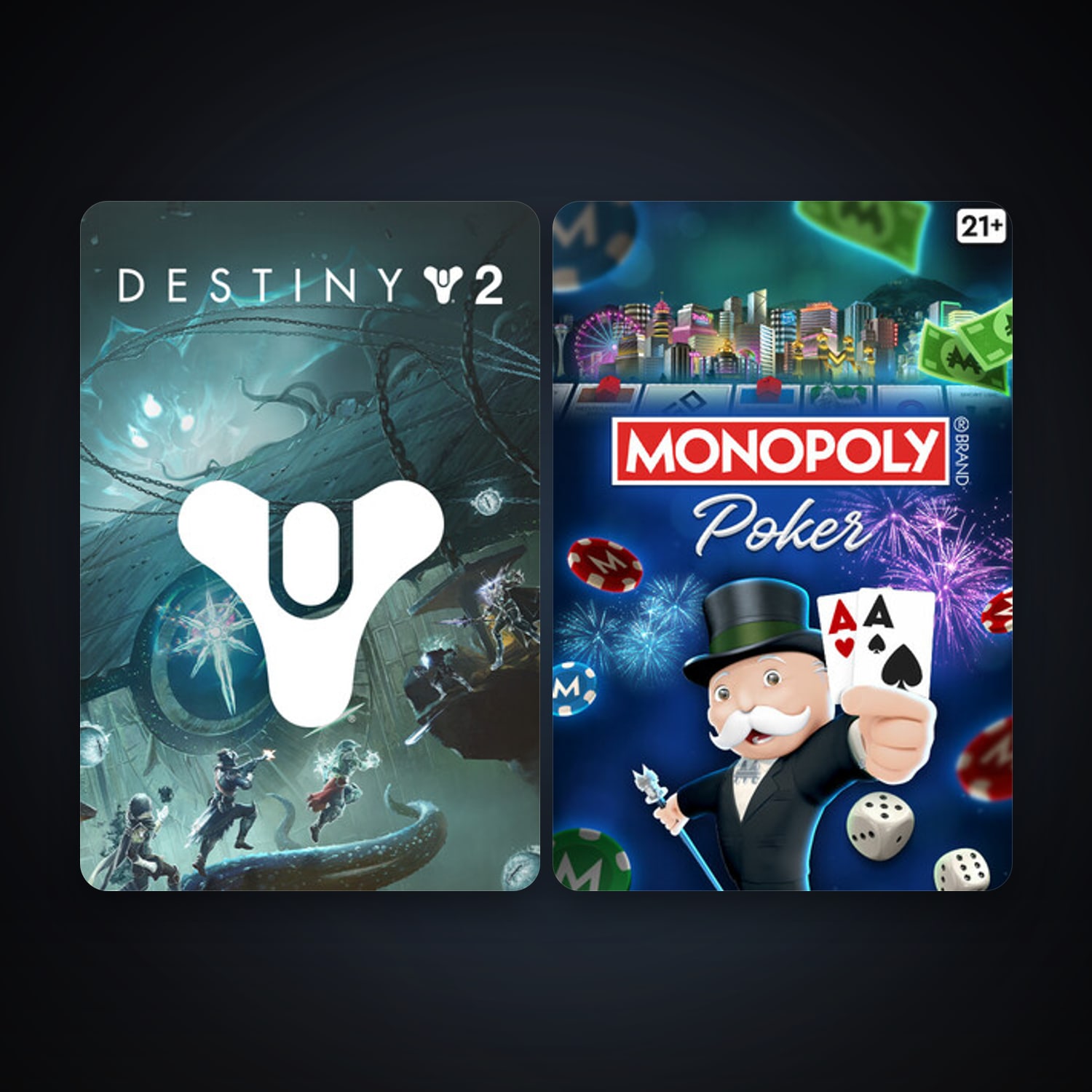 Destiny 2 + MONOPOLY Poker, 7 games, clean — HabibiAccounts