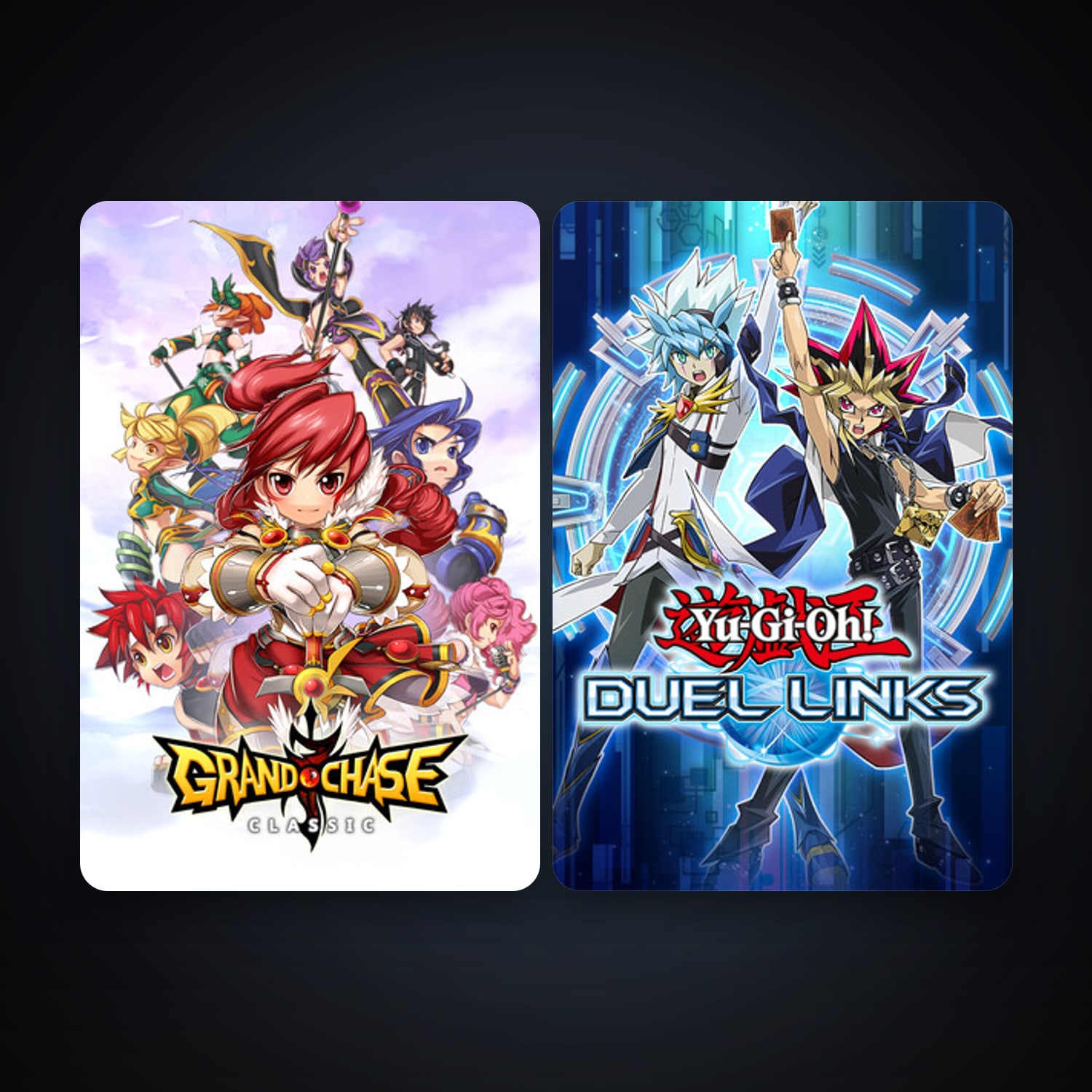 Yu-Gi-Oh! Duel Links + GrandChase, 3 games, clean — HabibiAccounts