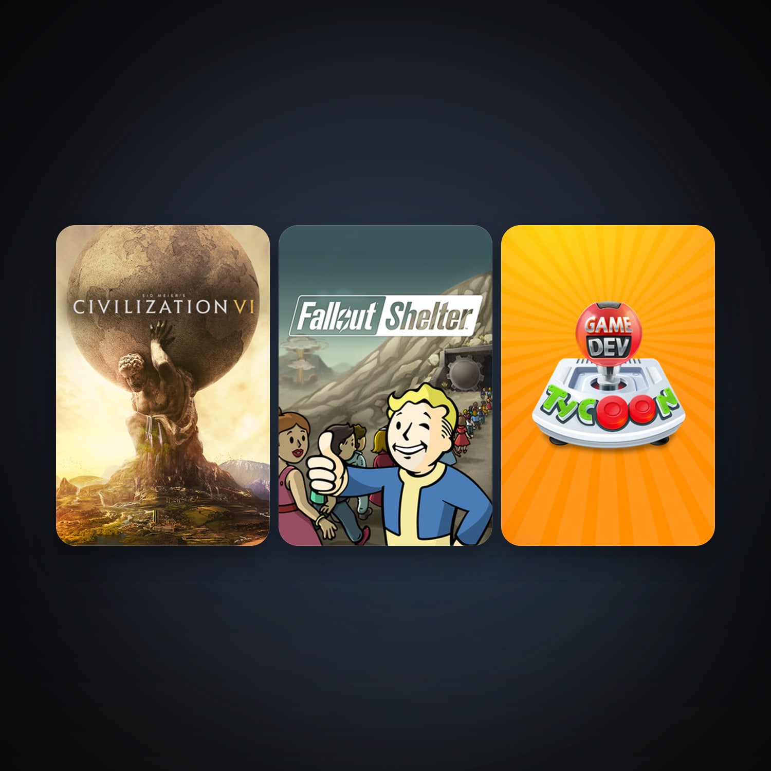 Game Dev Tycoon + Sid Meier's Civilization VI, 4 games, clean — HabibiAccounts