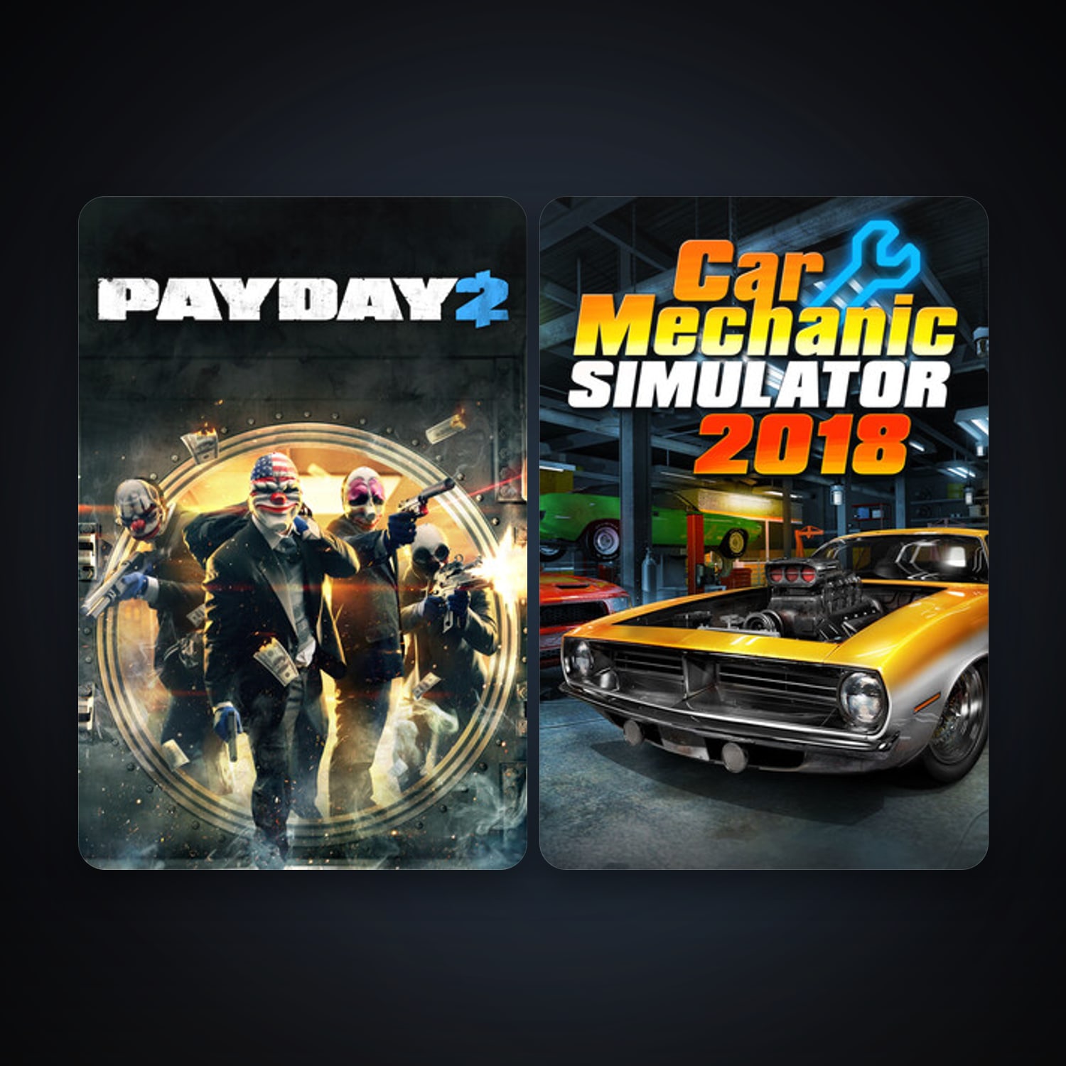 PAYDAY 2 + Car Mechanic Simulator 2018, 4 games, clean — HabibiAccounts