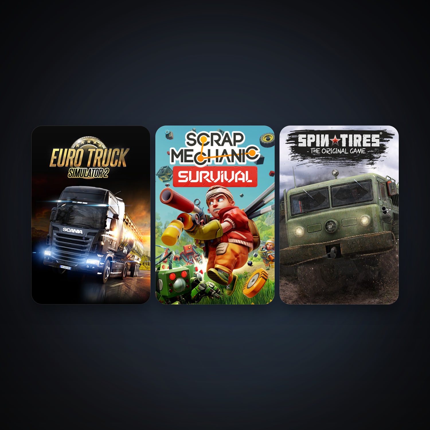 Euro Truck Simulator 2 + SPINTIRES, 5 games, clean — HabibiAccounts