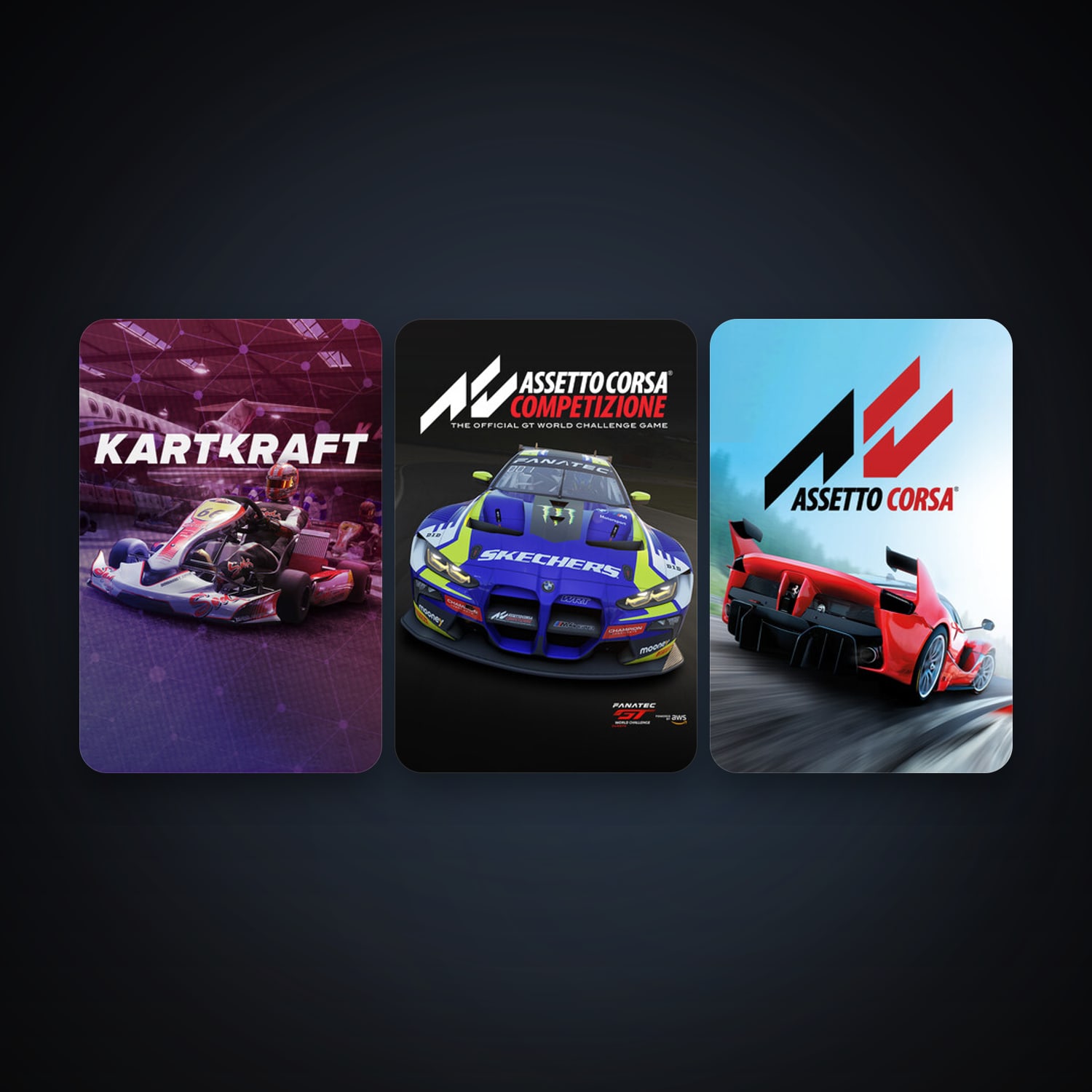 Assetto Corsa + KartKraft, 4 games, clean — HabibiAccounts