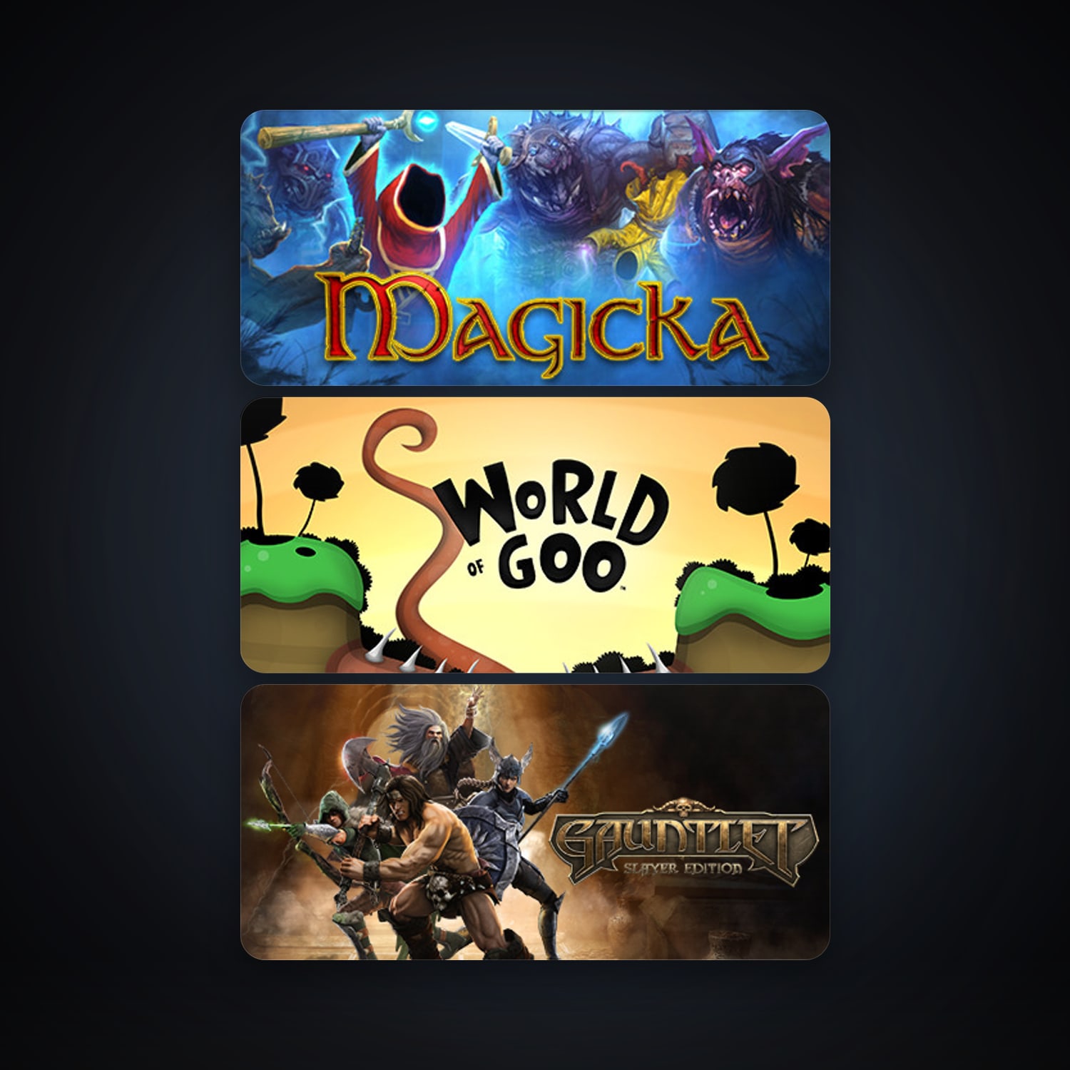 World of Goo + Magicka, 5 games, clean — HabibiAccounts