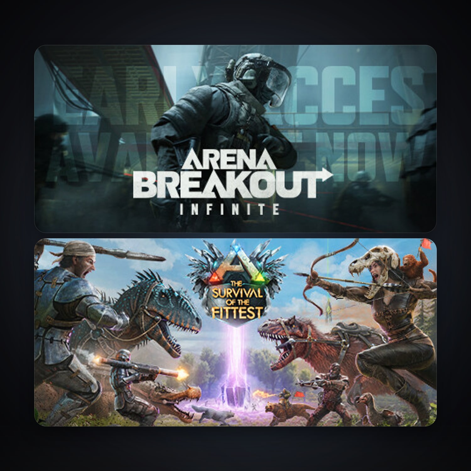 ARK: The Survival Of The Fittest + Arena Breakout: Infinite, 3 games, clean — HabibiAccounts
