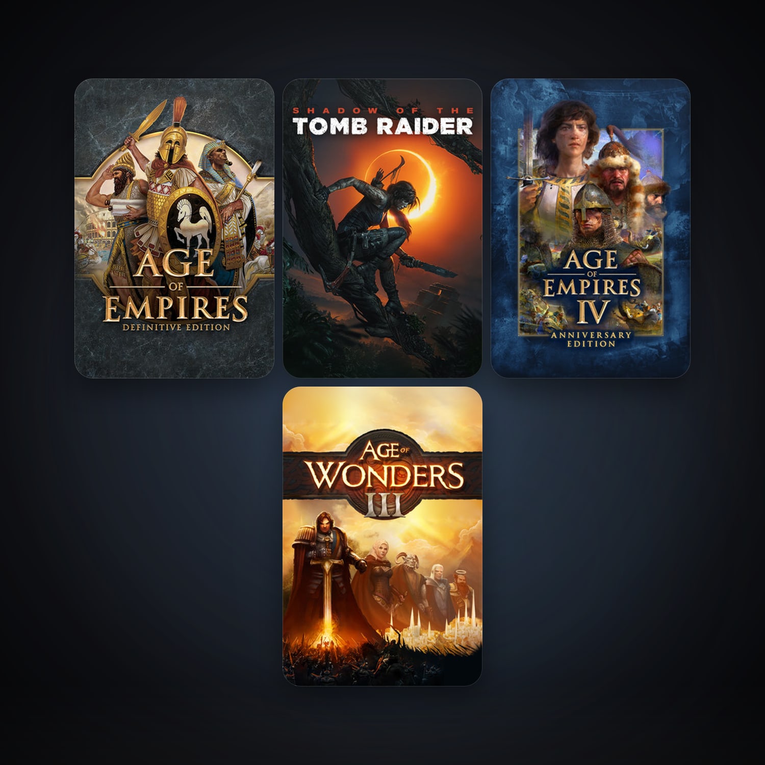 Age of Wonders III + Shadow of the Tomb Raider, 4 games, clean — HabibiAccounts
