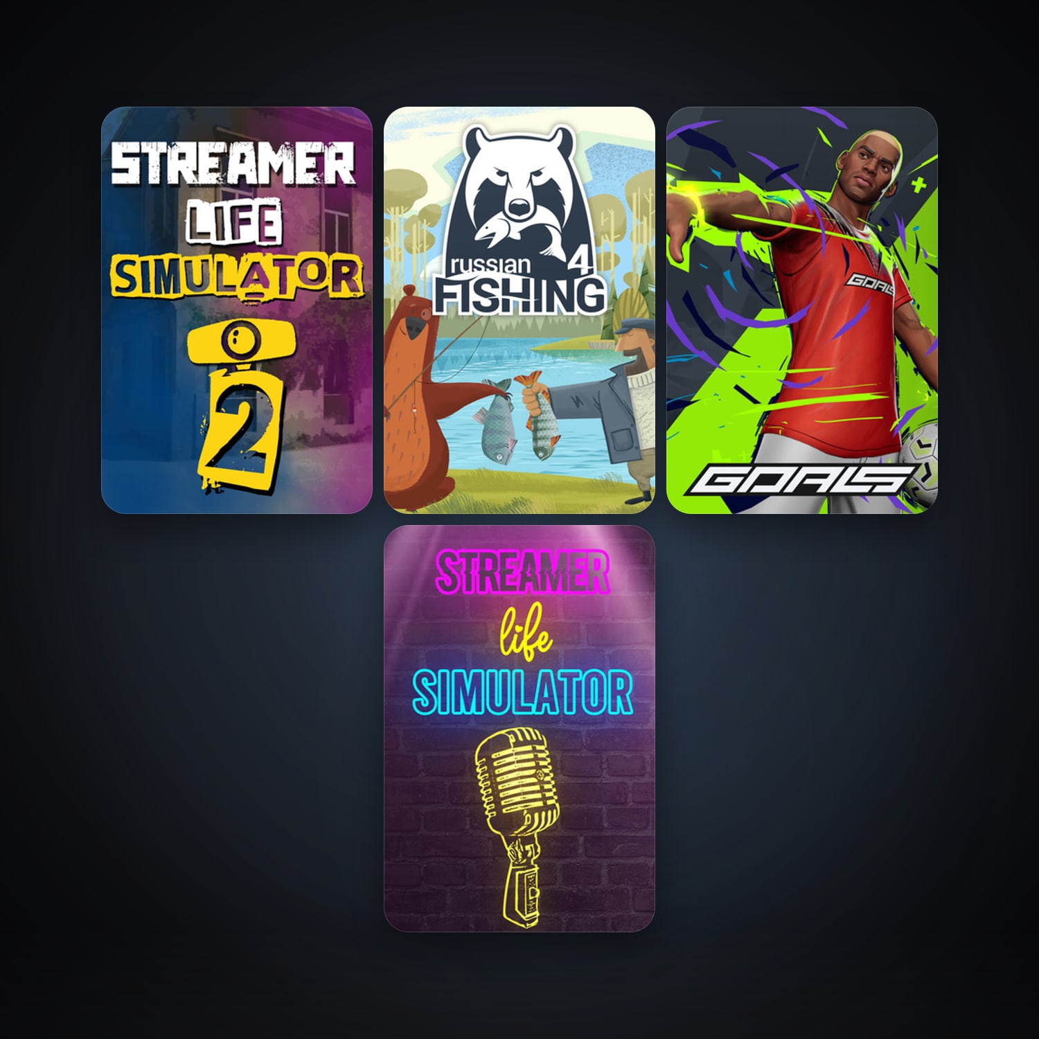 Russian Fishing 4 + Streamer Life Simulator, 7 games, clean — HabibiAccounts