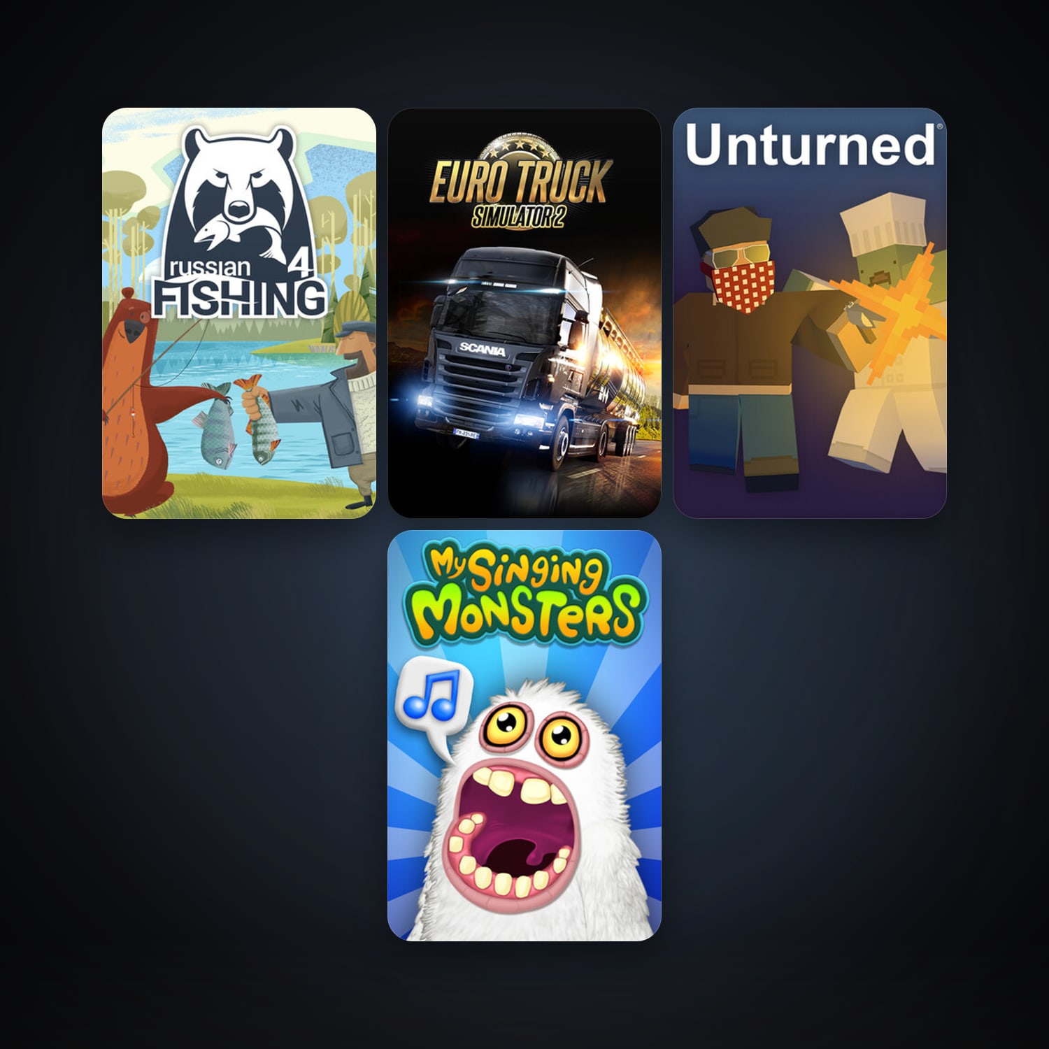 Euro Truck Simulator 2 + Unturned, 8 games, clean — HabibiAccounts