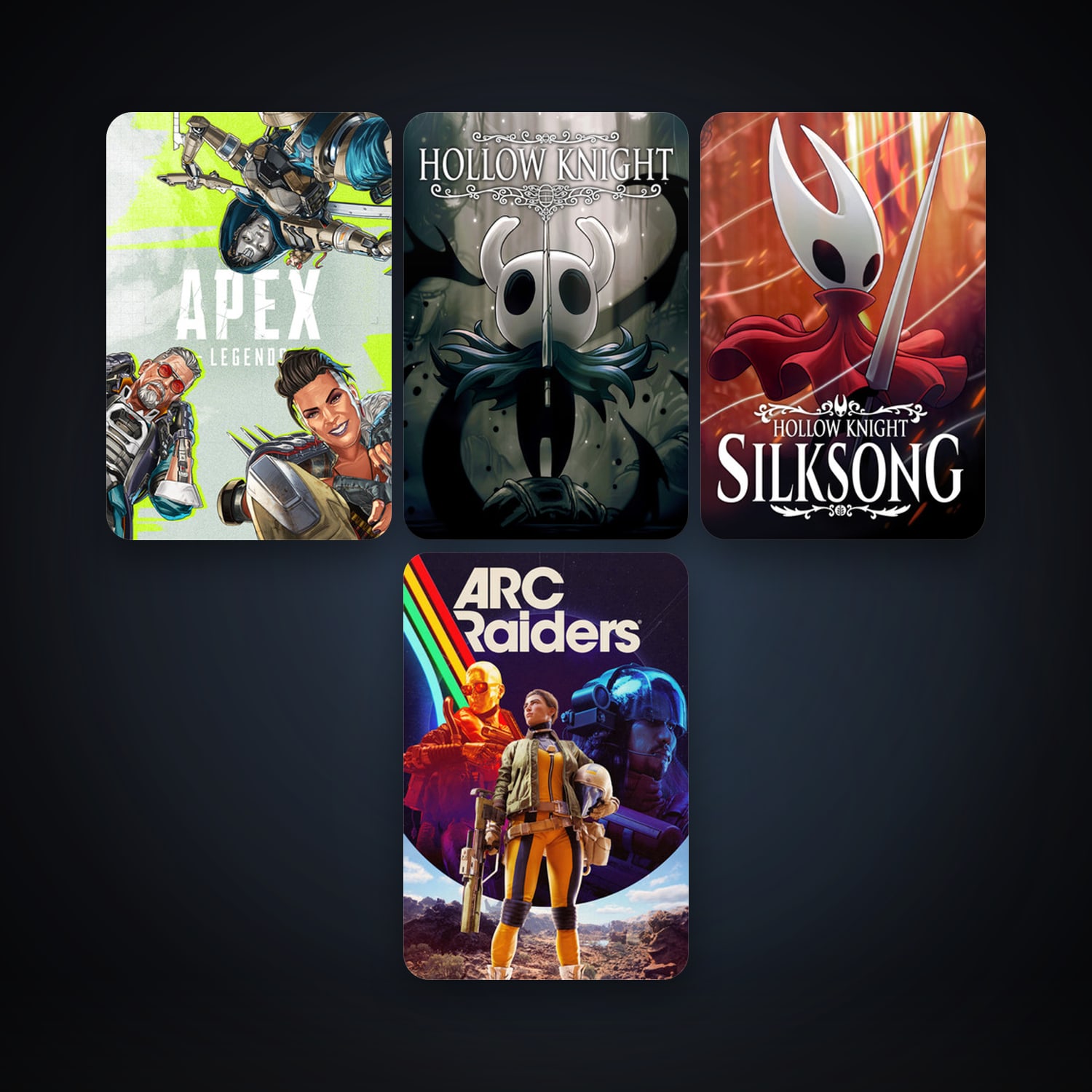 Hollow Knight + Hollow Knight: Silksong, 4 games, clean — HabibiAccounts