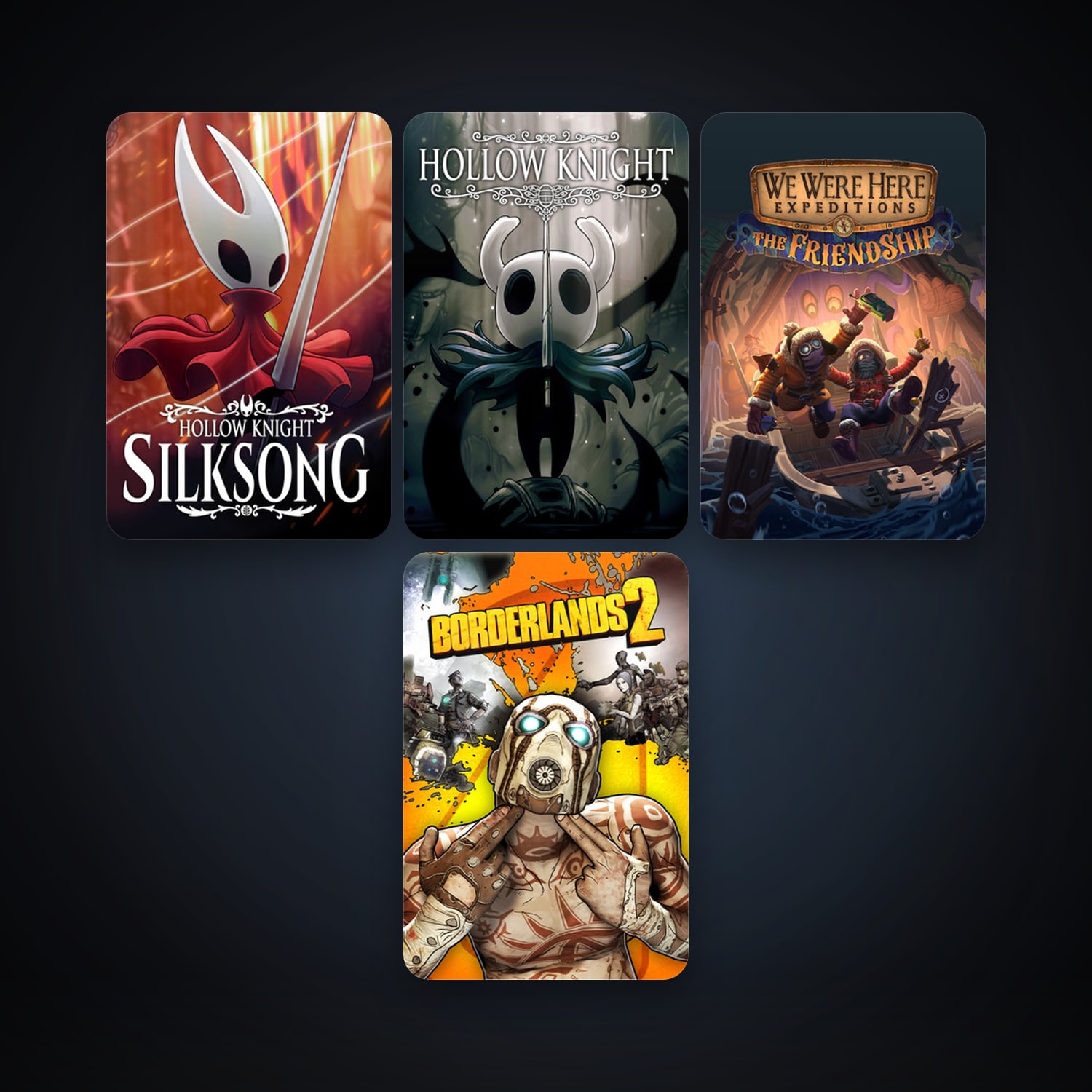 Borderlands 2 + Hollow Knight, 6 games, clean — HabibiAccounts