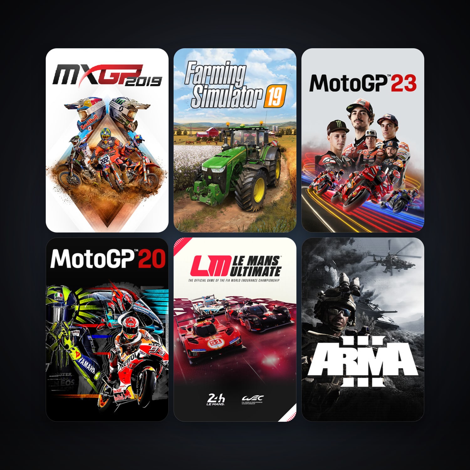 Arma 3 + Farming Simulator 19, 13 games, clean — HabibiAccounts