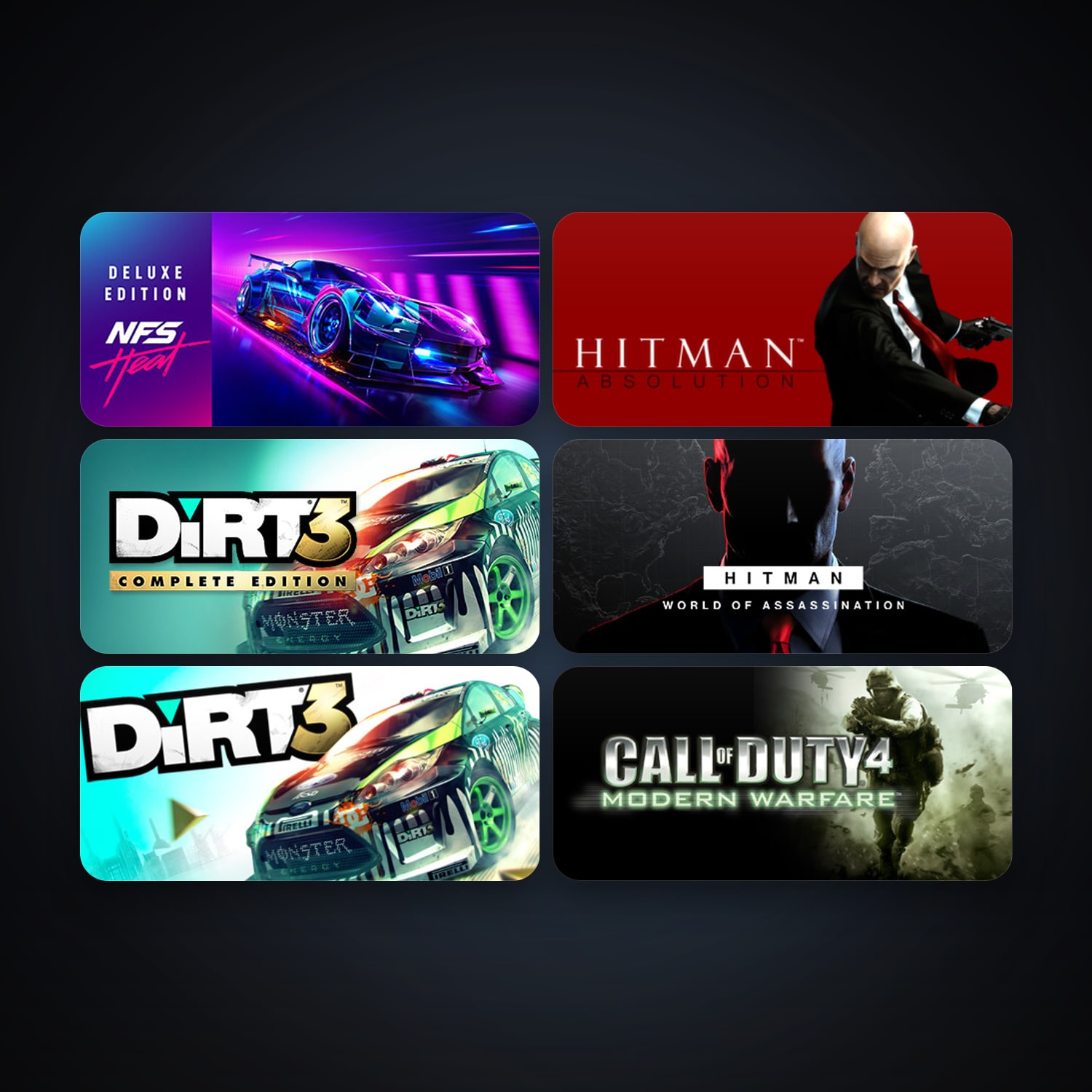 Call of Duty 4: Modern Warfare + DiRT 3, 7 games, clean — HabibiAccounts