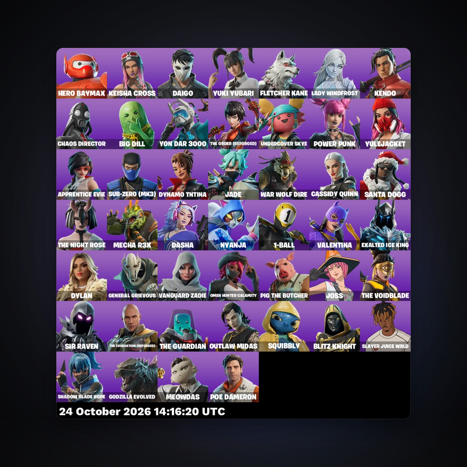 Fortnite account with Hero Baymax & Keisha Cross — 46 skins — 450 V-Bucks — lvl 671 — HabibiAccounts