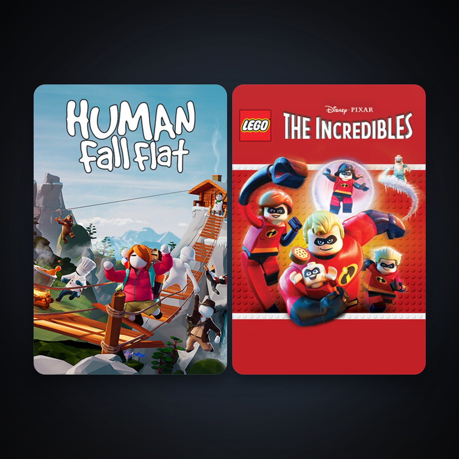 Human: Fall Flat + LEGO The Incredibles, 2 games, clean — HabibiAccounts