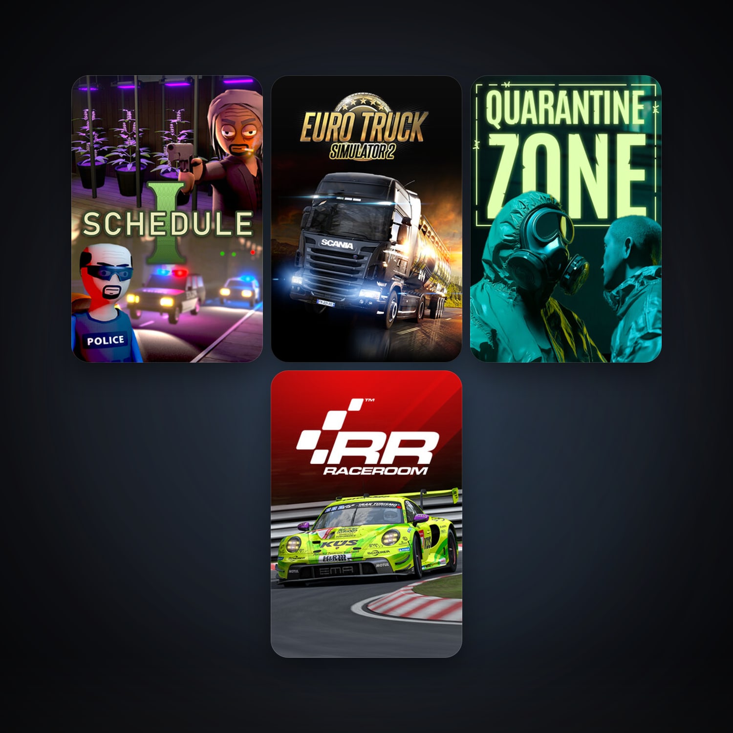 RaceRoom Racing Experience + Euro Truck Simulator 2, 10 games, clean — HabibiAccounts