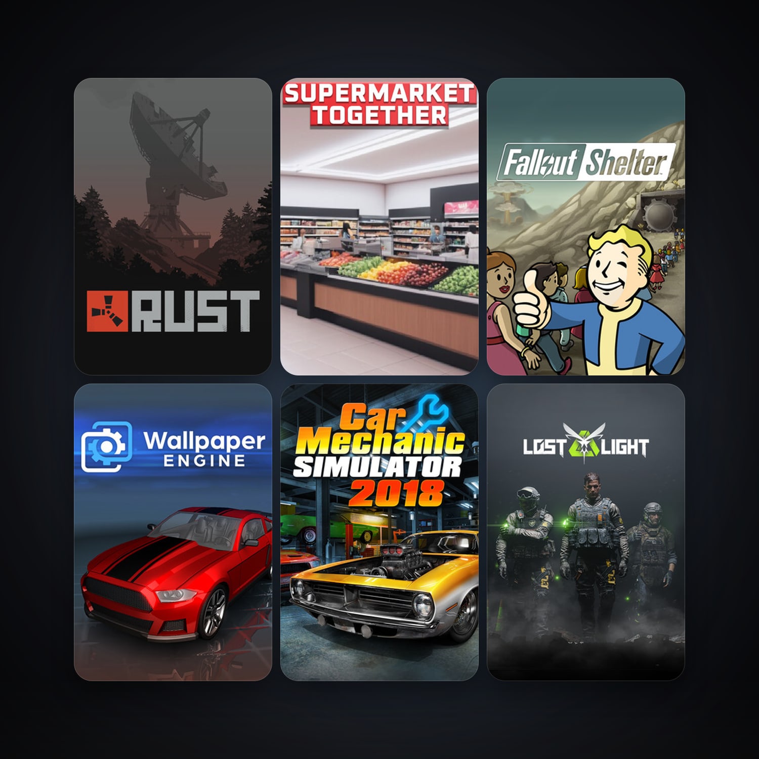 Rust + Wallpaper Engine, 60 games, clean — HabibiAccounts