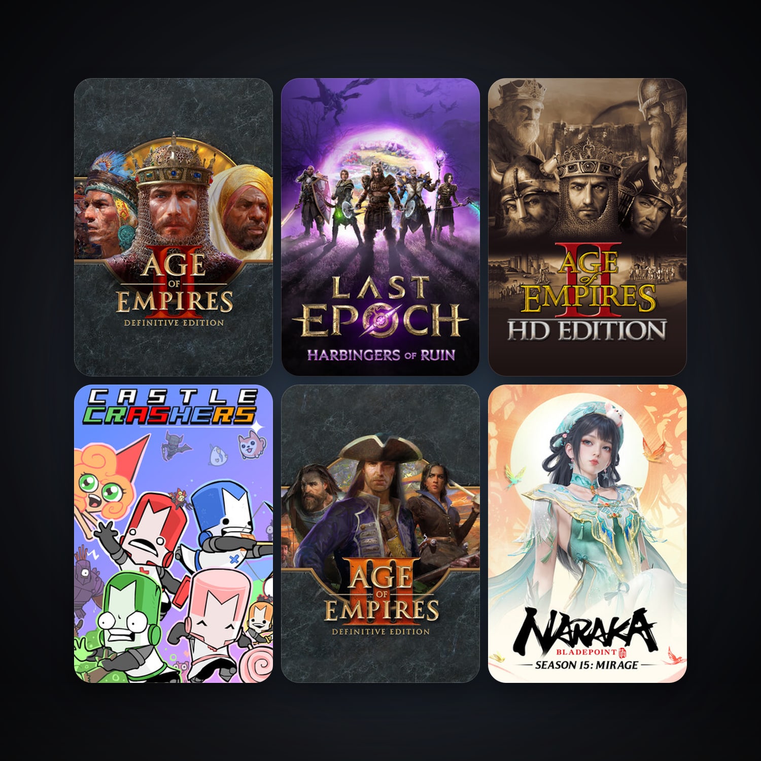 Castle Crashers + Age of Empires II, 14 games, clean — HabibiAccounts