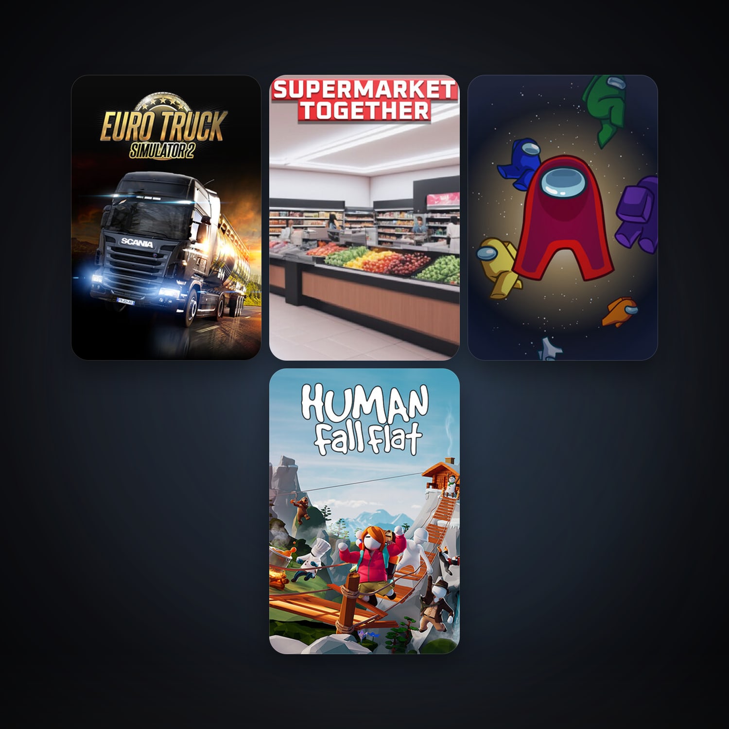Euro Truck Simulator 2 + Human: Fall Flat, 7 games, clean — HabibiAccounts