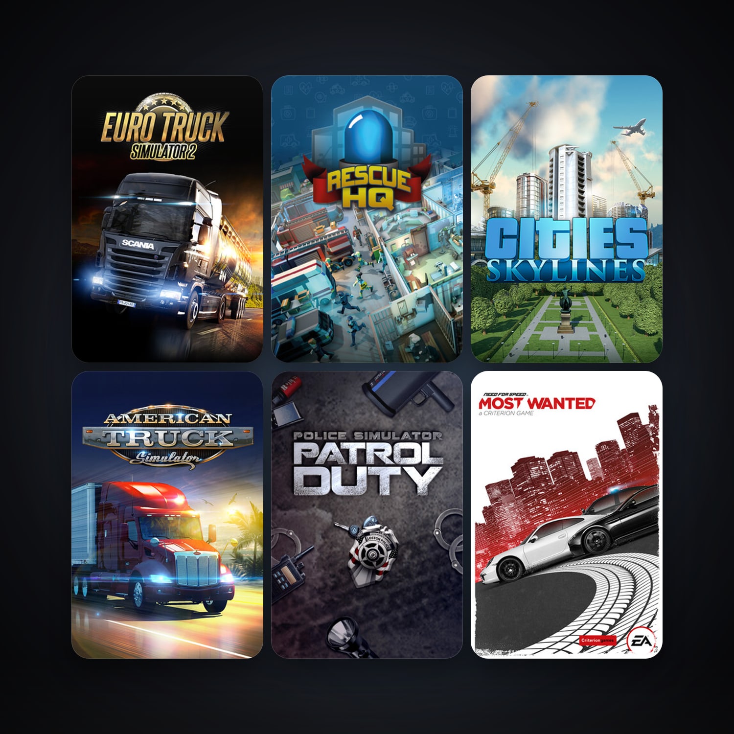 Euro Truck Simulator 2 + Cities: Skylines, 7 games, clean — HabibiAccounts