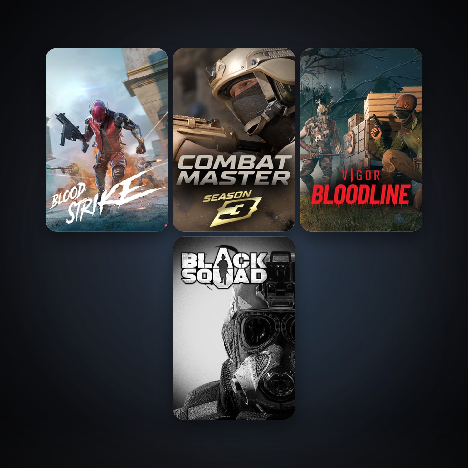 Black Squad + Combat Master: Season 1, 8 games, clean — HabibiAccounts