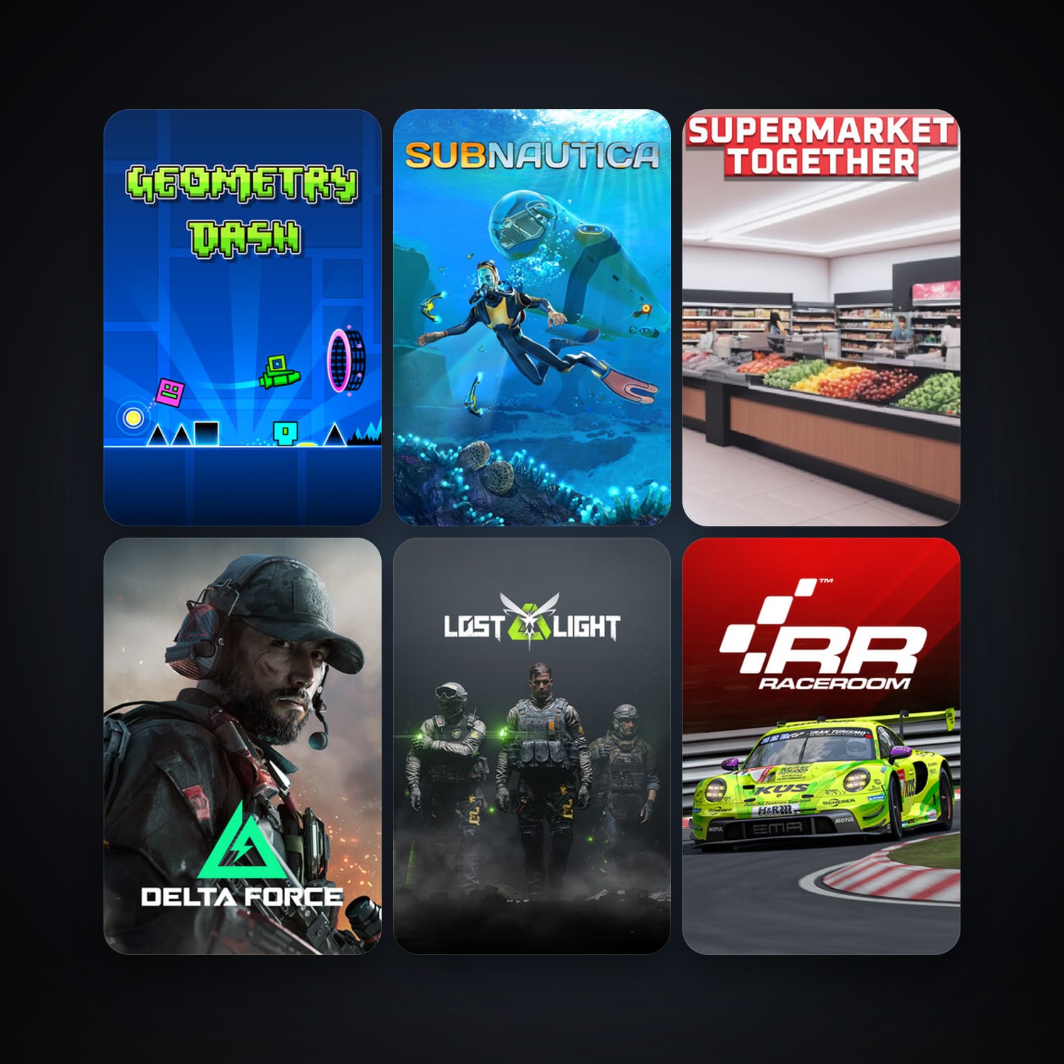 RaceRoom Racing Experience + Subnautica, 14 games, clean — HabibiAccounts