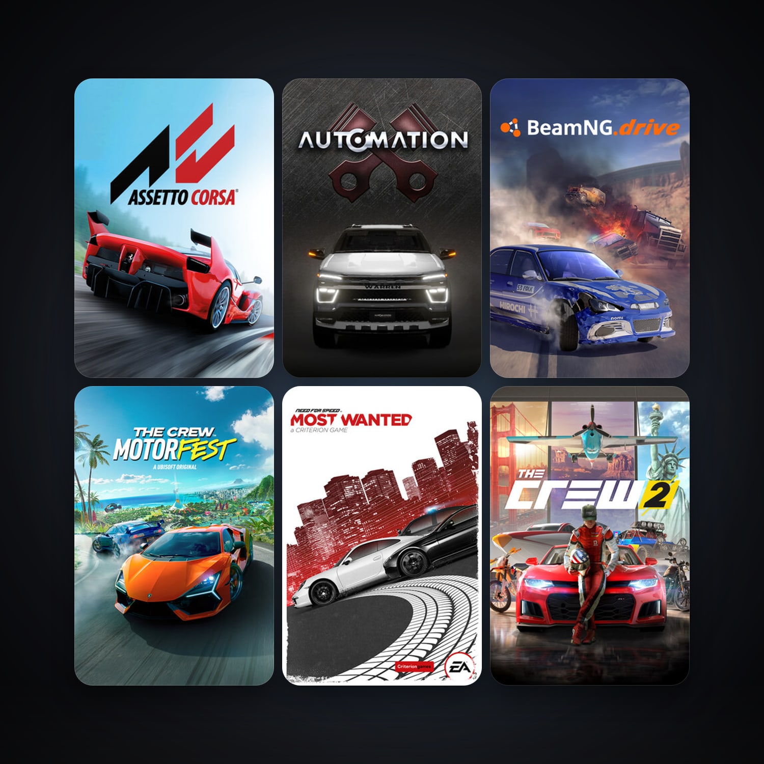 Assetto Corsa + BeamNG.drive, 13 games, clean — HabibiAccounts