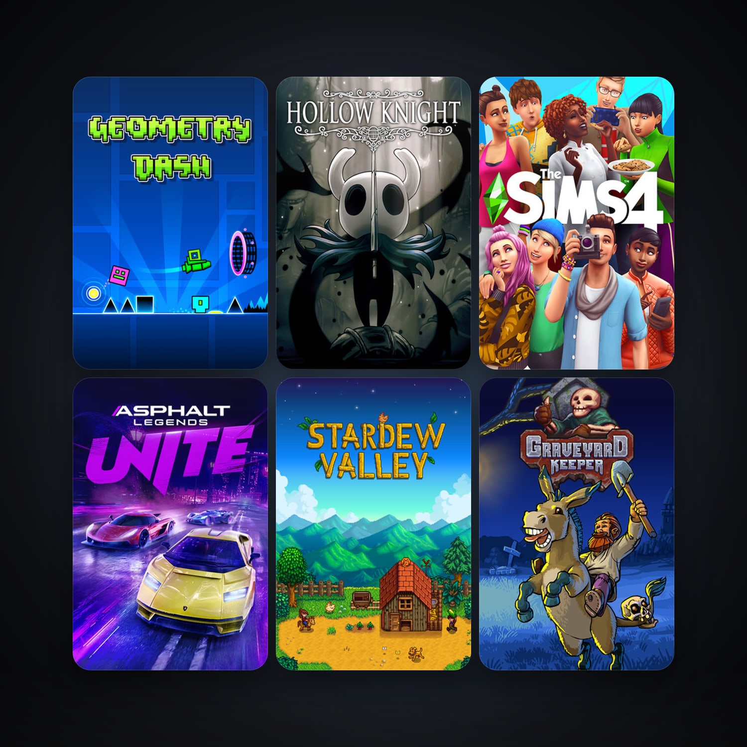 Geometry Dash + Hollow Knight, 10 games, clean — HabibiAccounts