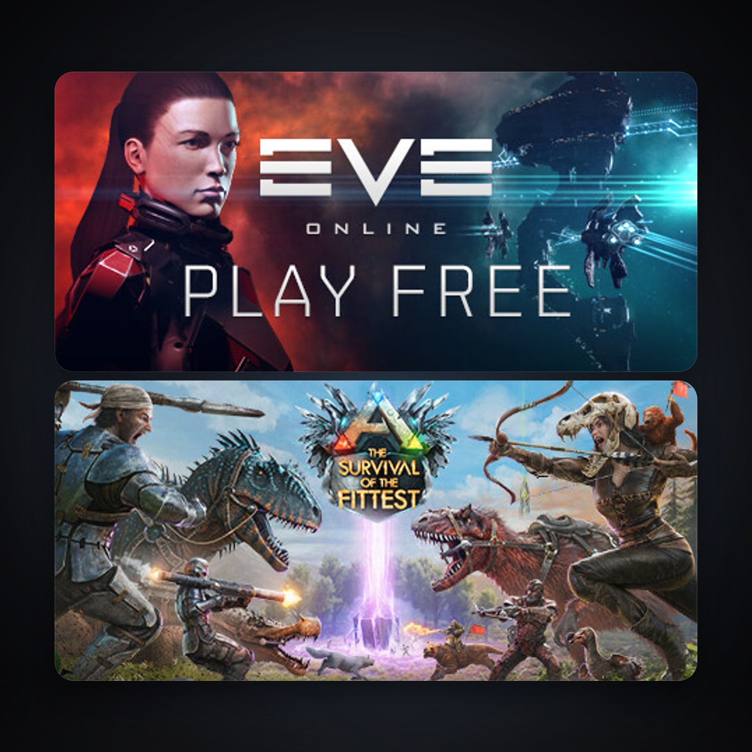 EVE Online + ARK: The Survival Of The Fittest, 3 games, clean — HabibiAccounts