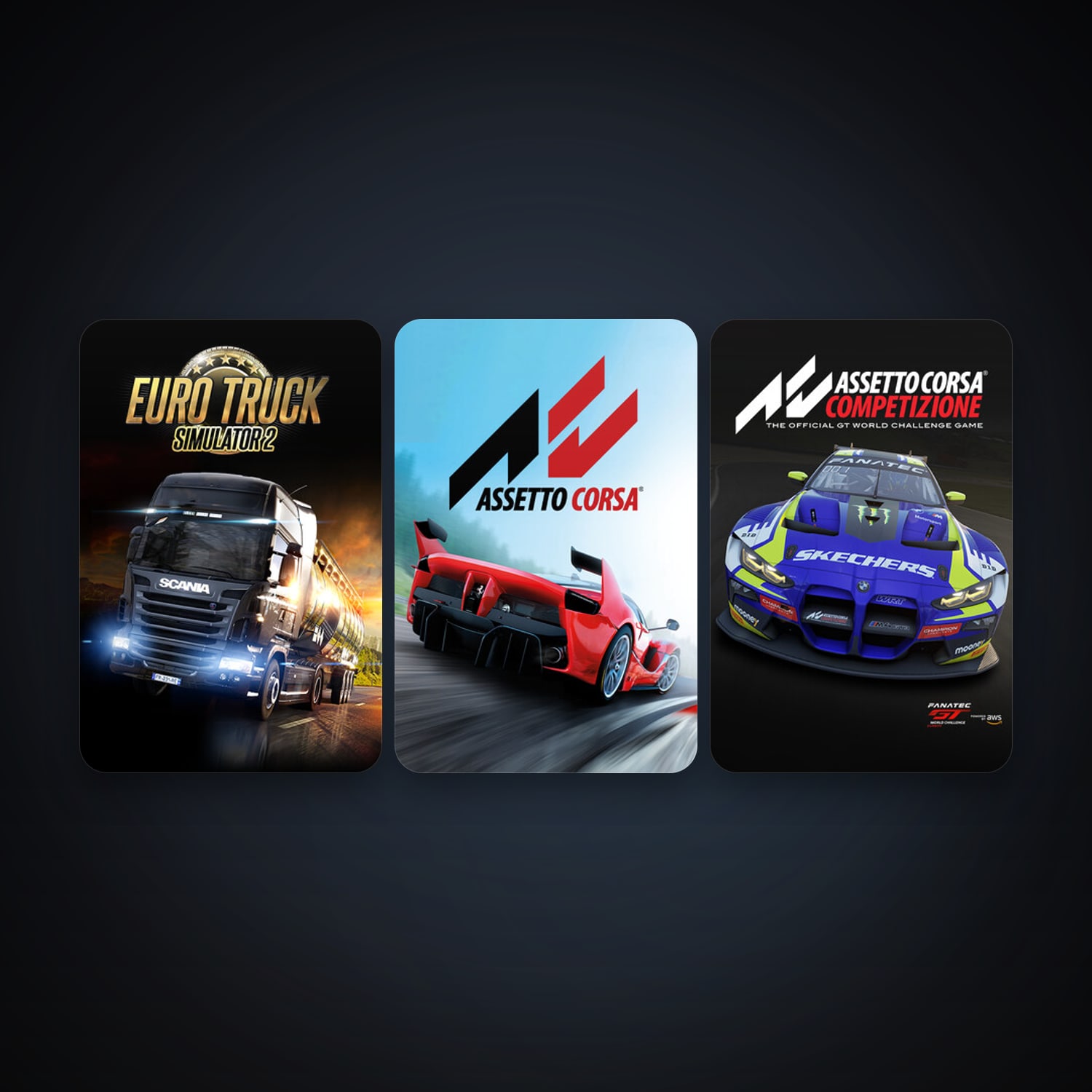Euro Truck Simulator 2 + Assetto Corsa, 4 games, clean — HabibiAccounts