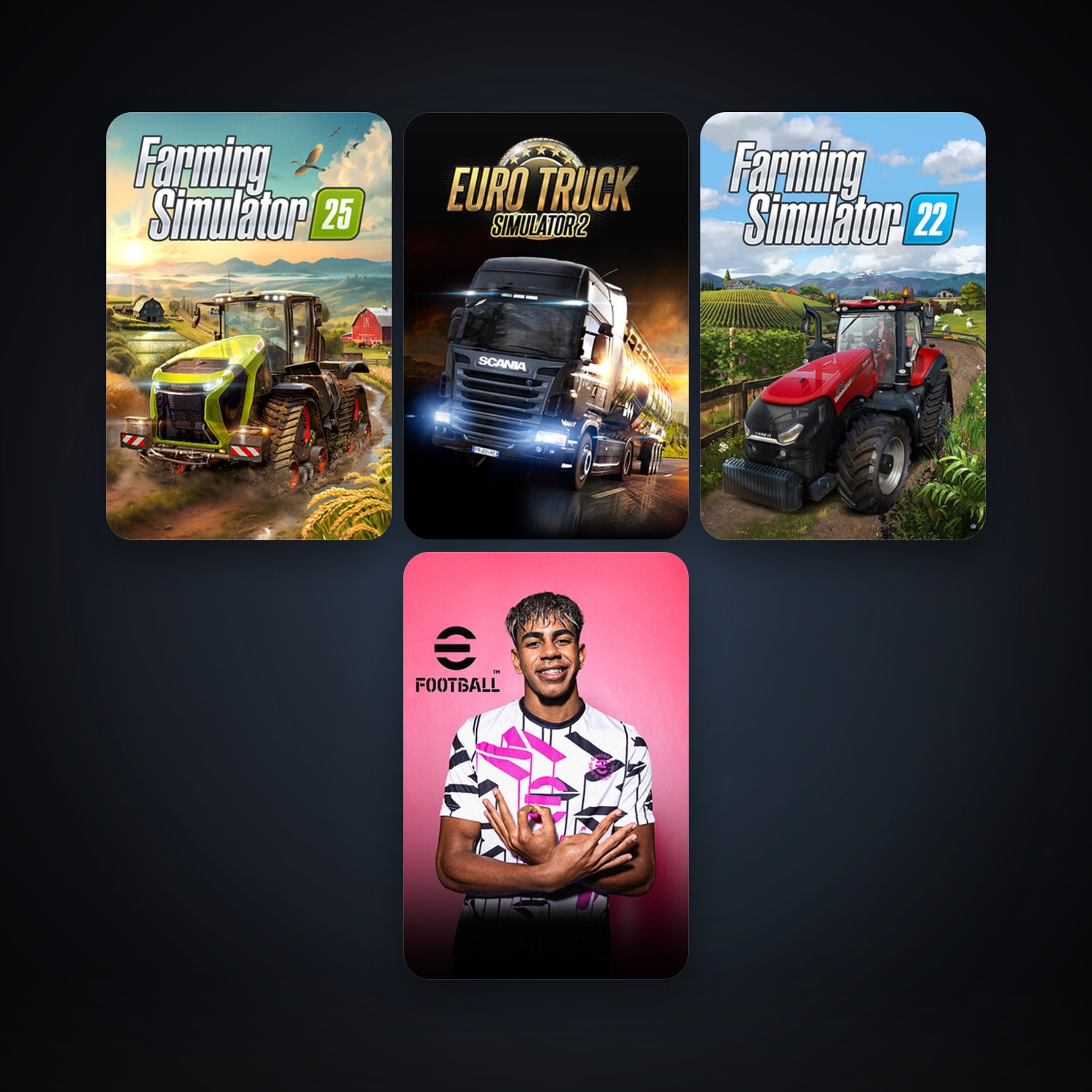 Euro Truck Simulator 2 + Farming Simulator 22, 7 games, clean — HabibiAccounts