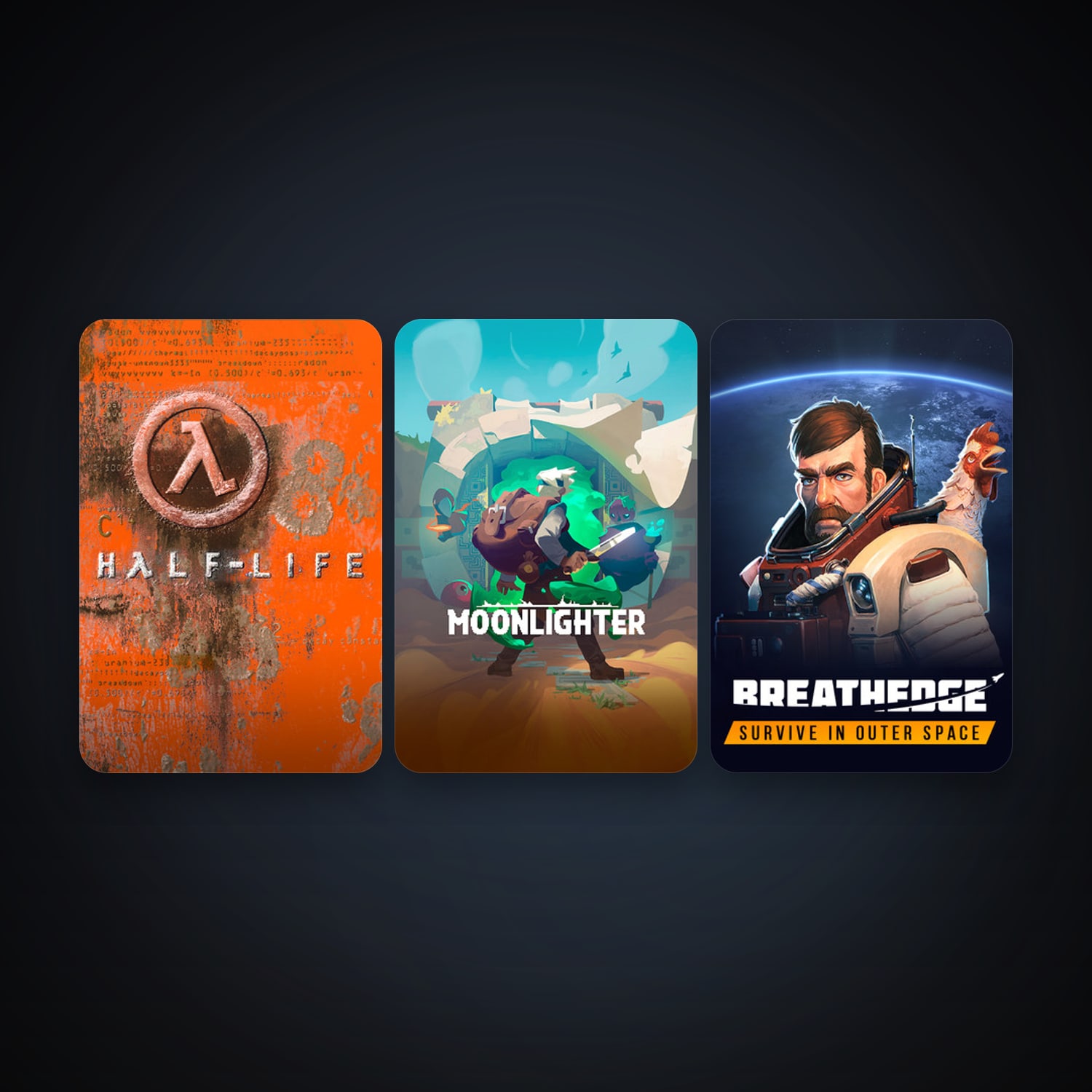 Half-Life + Moonlighter, 6 games, clean — HabibiAccounts
