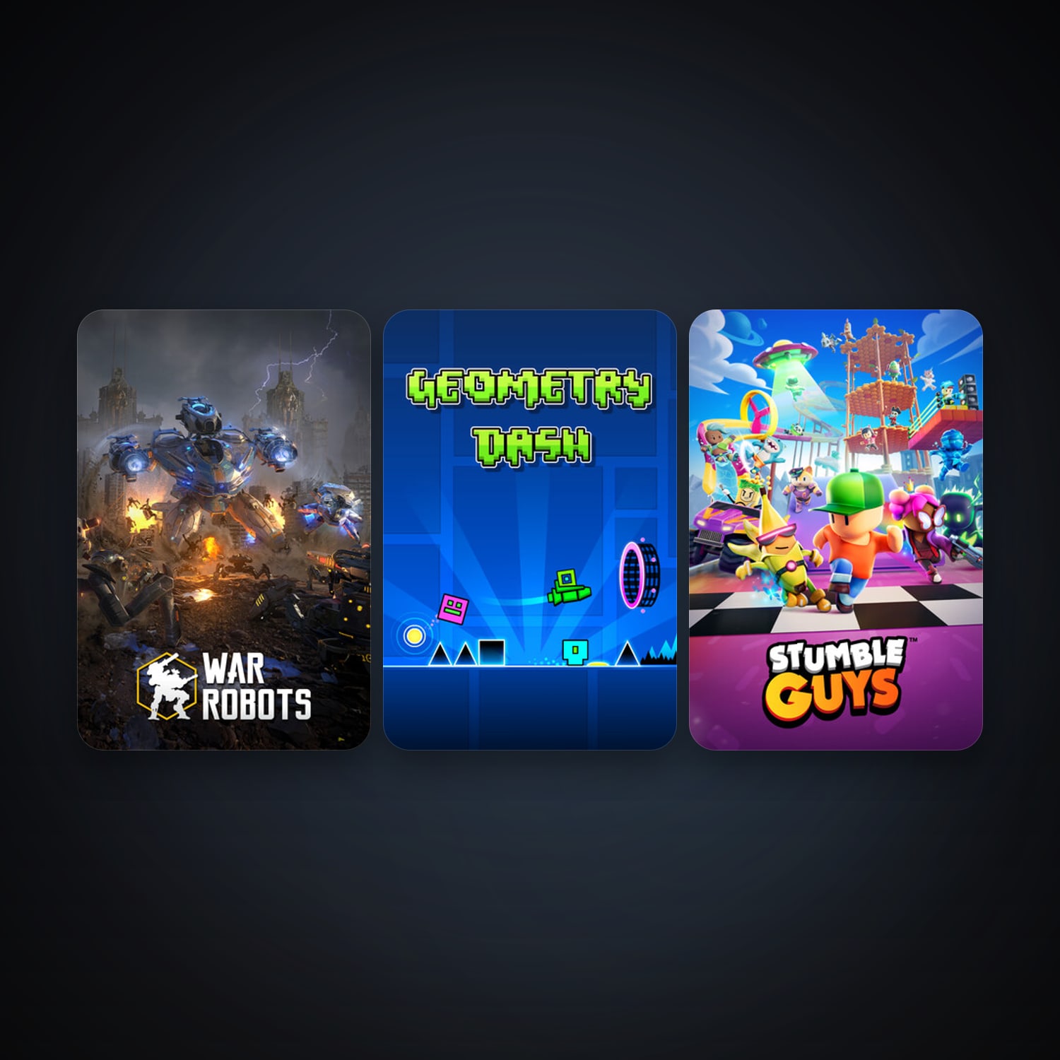 Geometry Dash + War Robots, 3 games, clean — HabibiAccounts