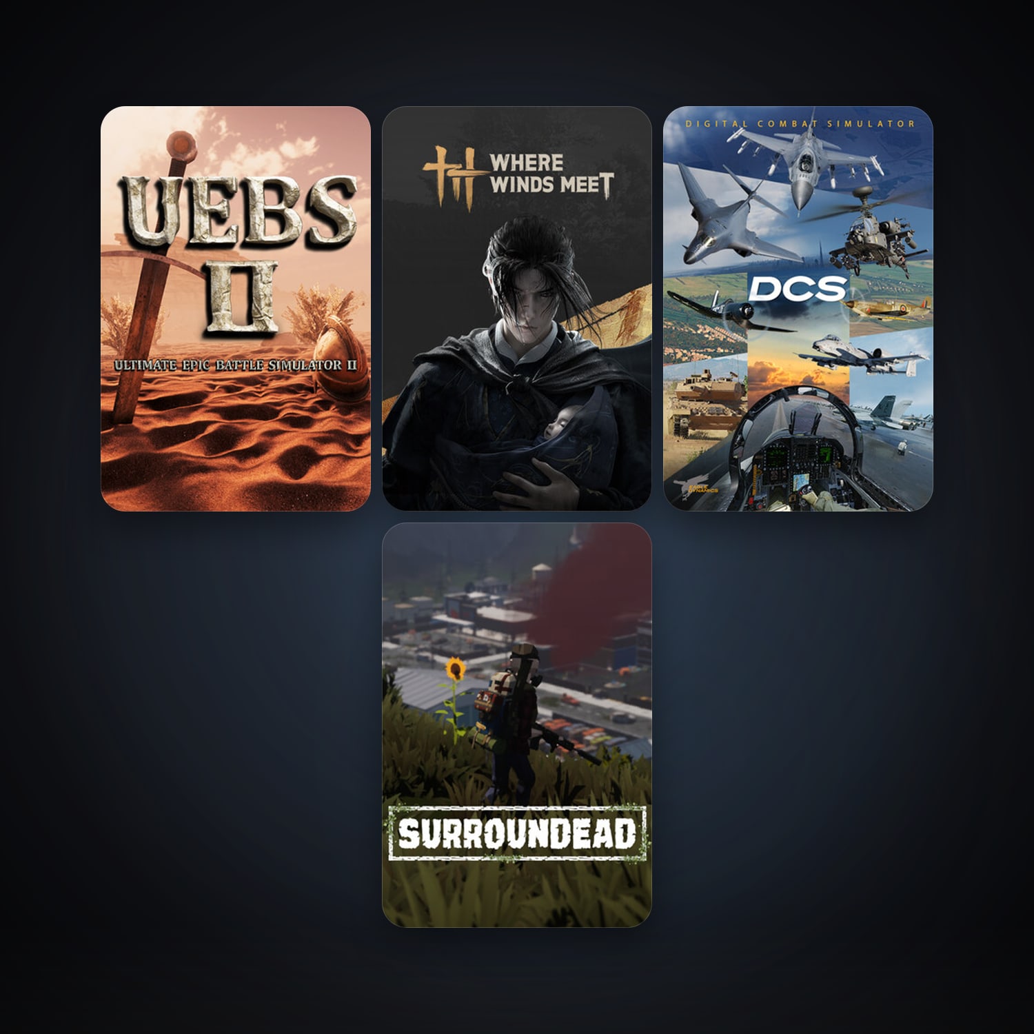 DCS World Steam Edition + Ultimate Epic Battle Simulator 2, 12 games, clean — HabibiAccounts